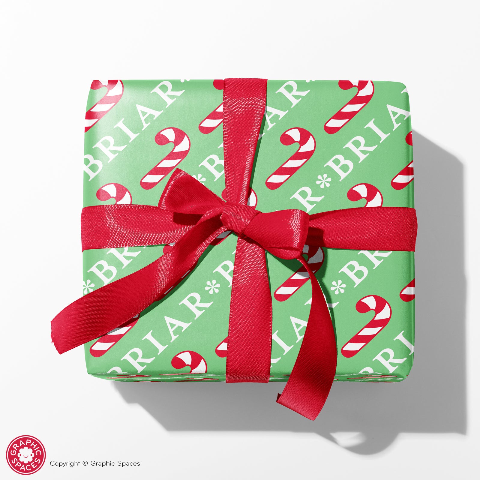 Wrapping Paper - Candy Cane Christmas (Personalized, Pistachio) - Graphic Spaces