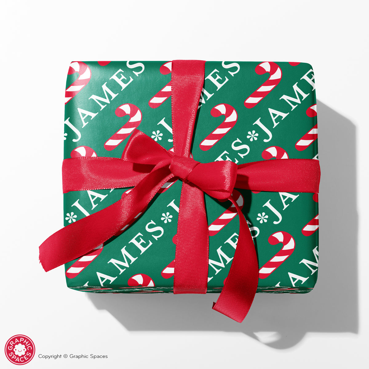 Candy Cane Christmas Personalized Wrapping Paper - EMERALD