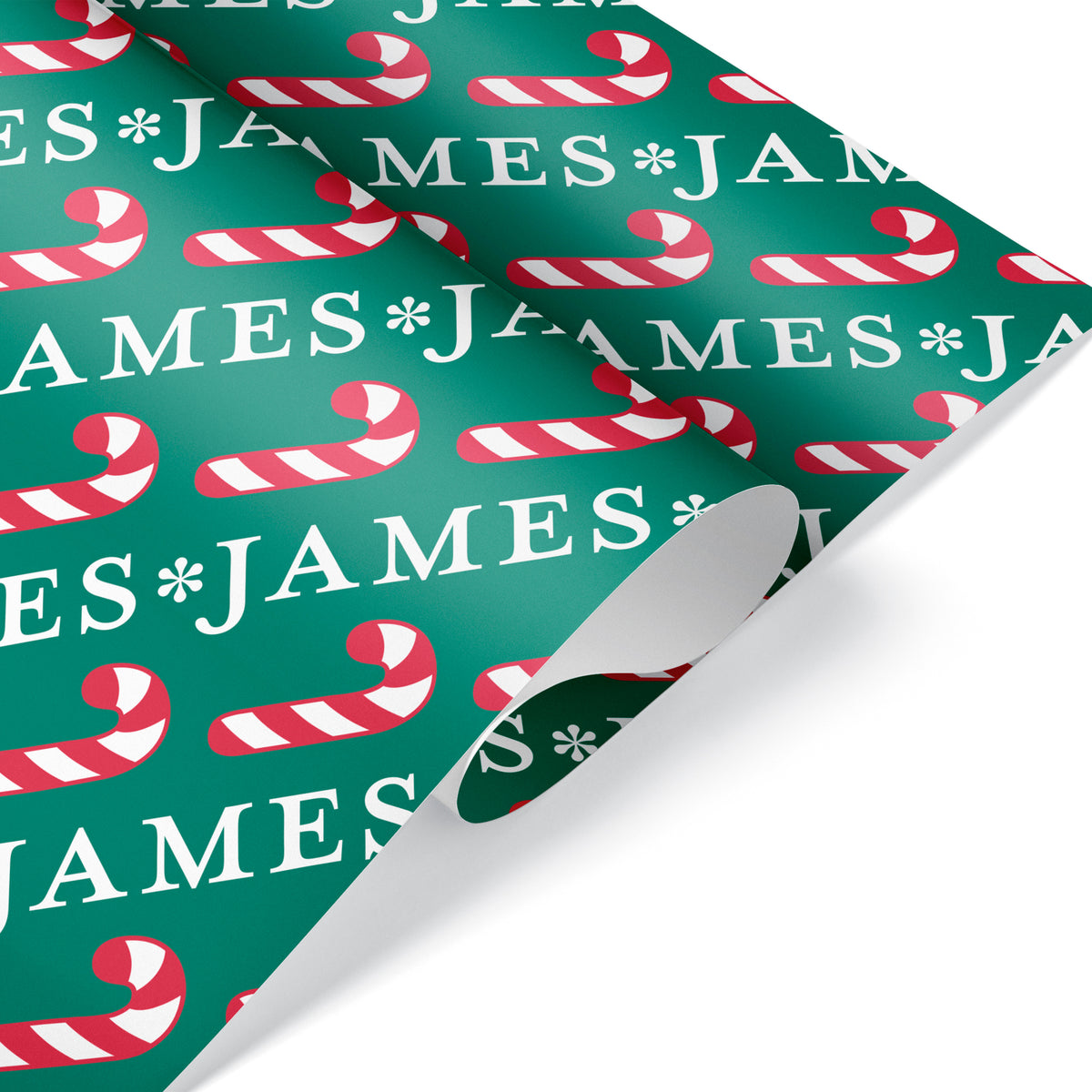 Candy Cane Christmas Personalized Wrapping Paper - EMERALD