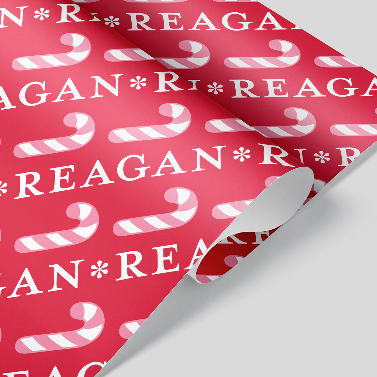 Candy Cane Christmas Personalized Wrapping Paper - RED