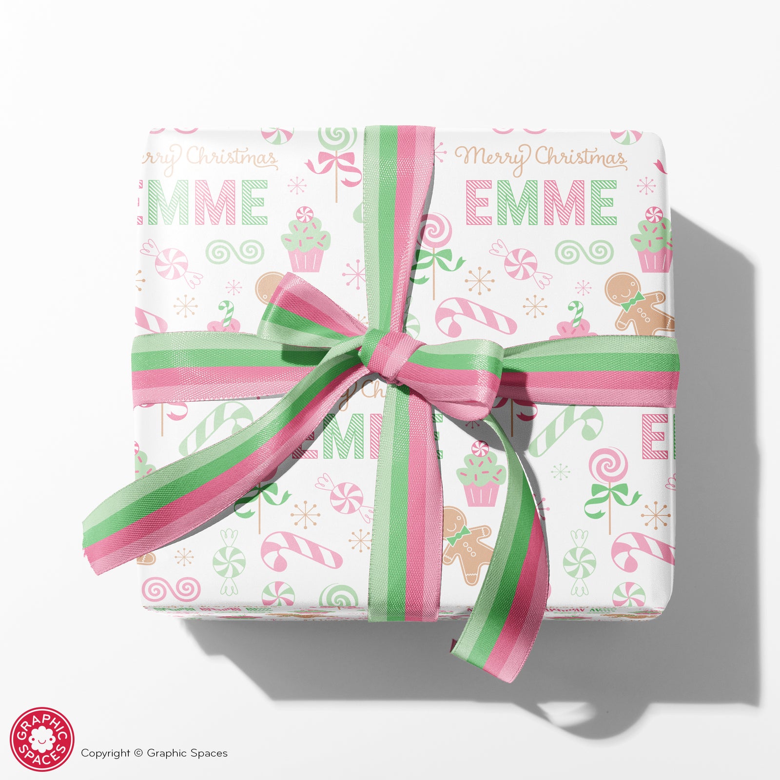 Kids Wrapping Paper - Pastel Christmas Candy (Personalized) - Graphic Spaces