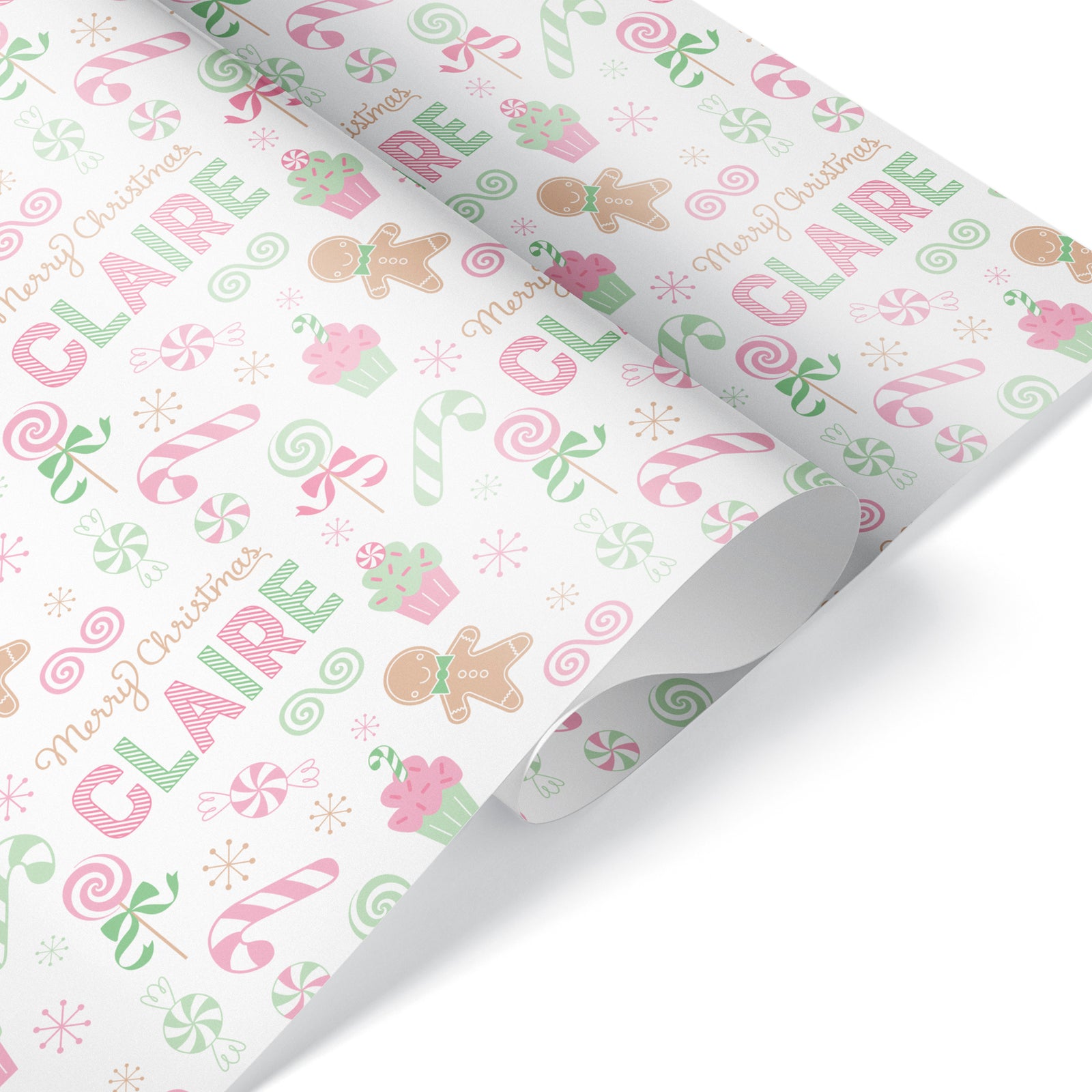 Kids Wrapping Paper - Pastel Christmas Candy (Personalized) - Graphic Spaces