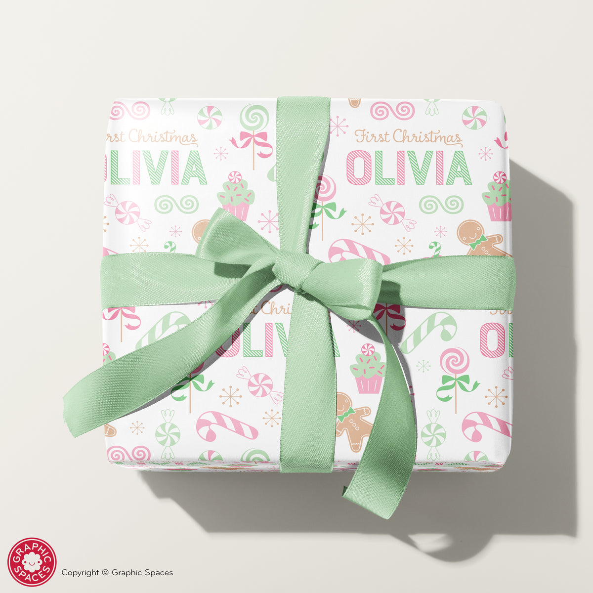 Pastel Christmas Candy Personalized Wrapping Paper