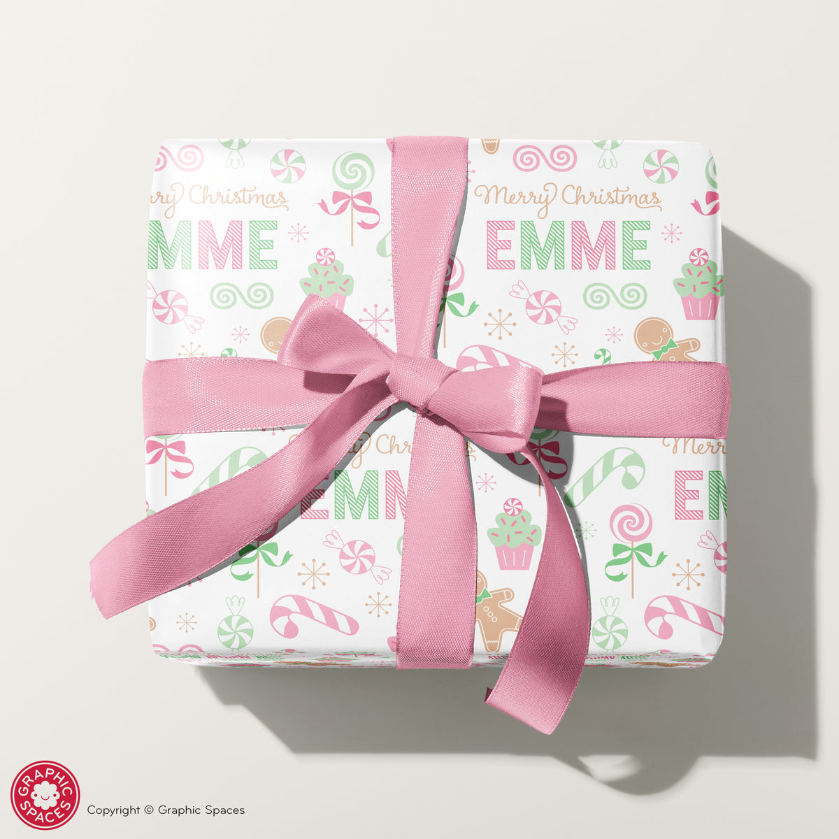 Pastel Christmas Candy Personalized Wrapping Paper