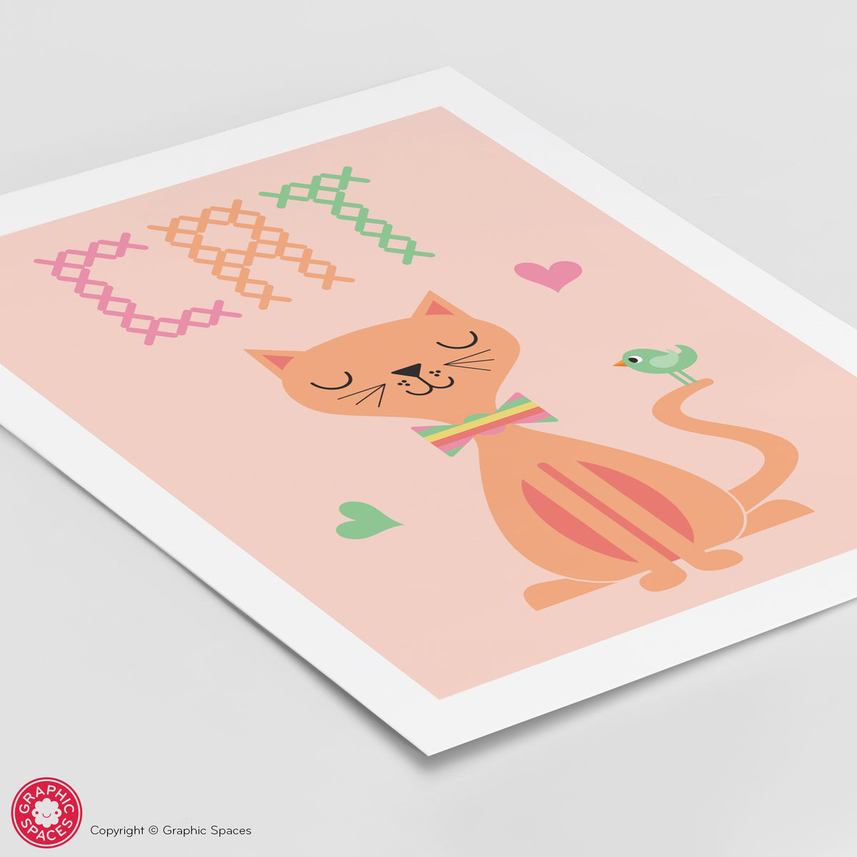 Cat Art Print - Pastel