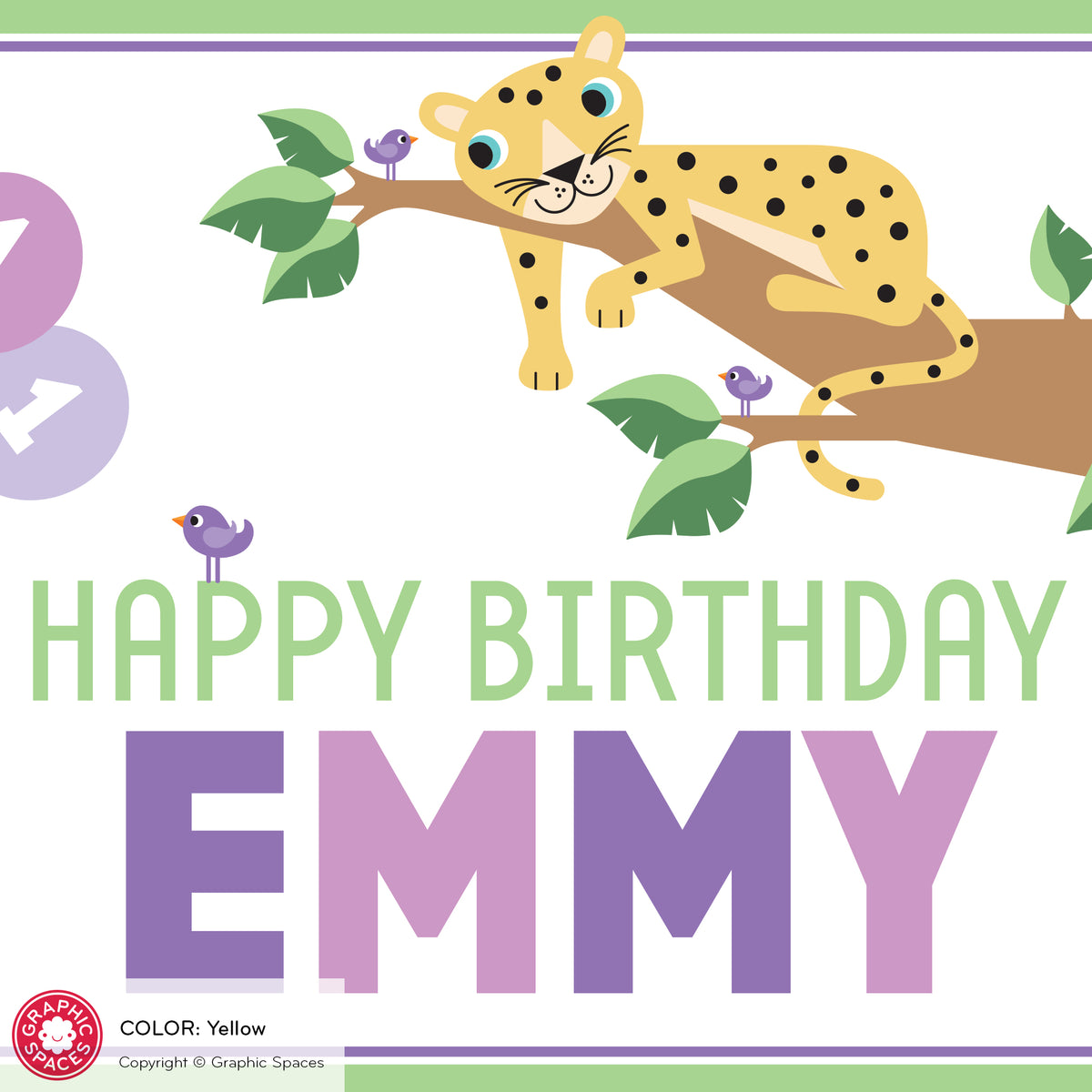 Cheetah Birthday Party Banner, Personalized - YELLOW