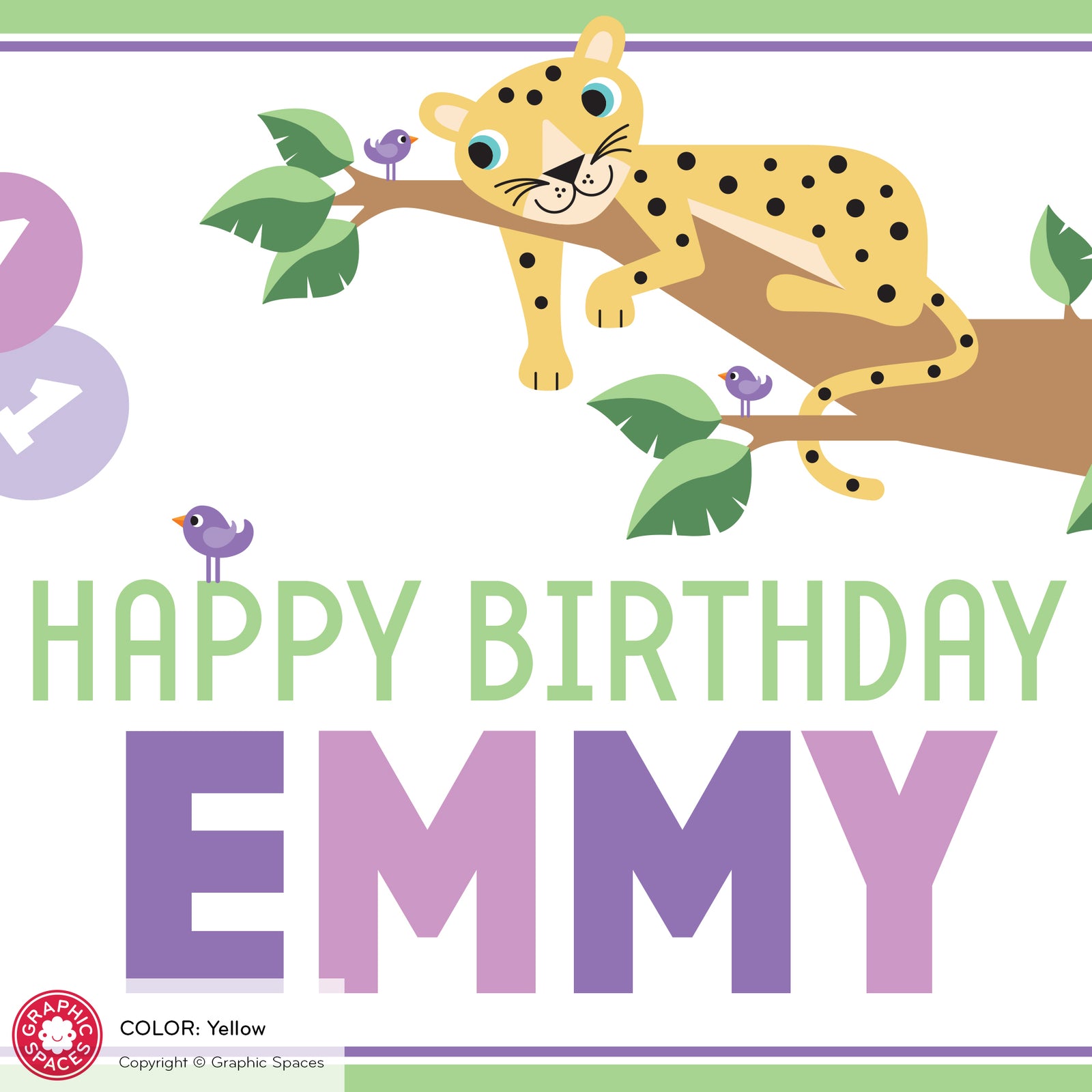 Kids Banner - Cheetah Birthday Party (Personalized, Yellow) - Graphic Spaces