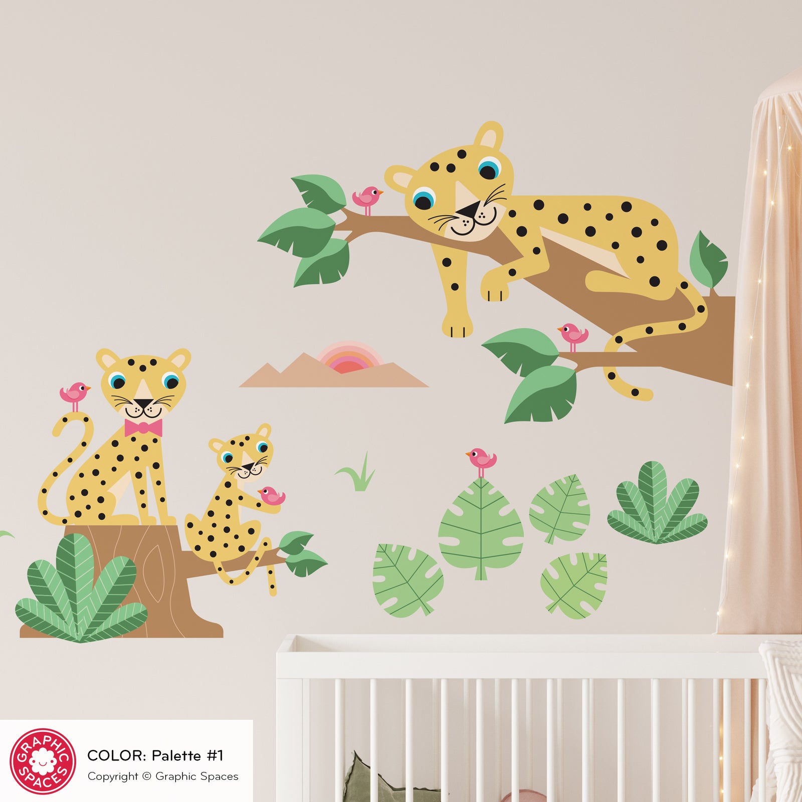 Kids Wall Decal - Cheetah Family - Palette 1 - Graphic Spaces