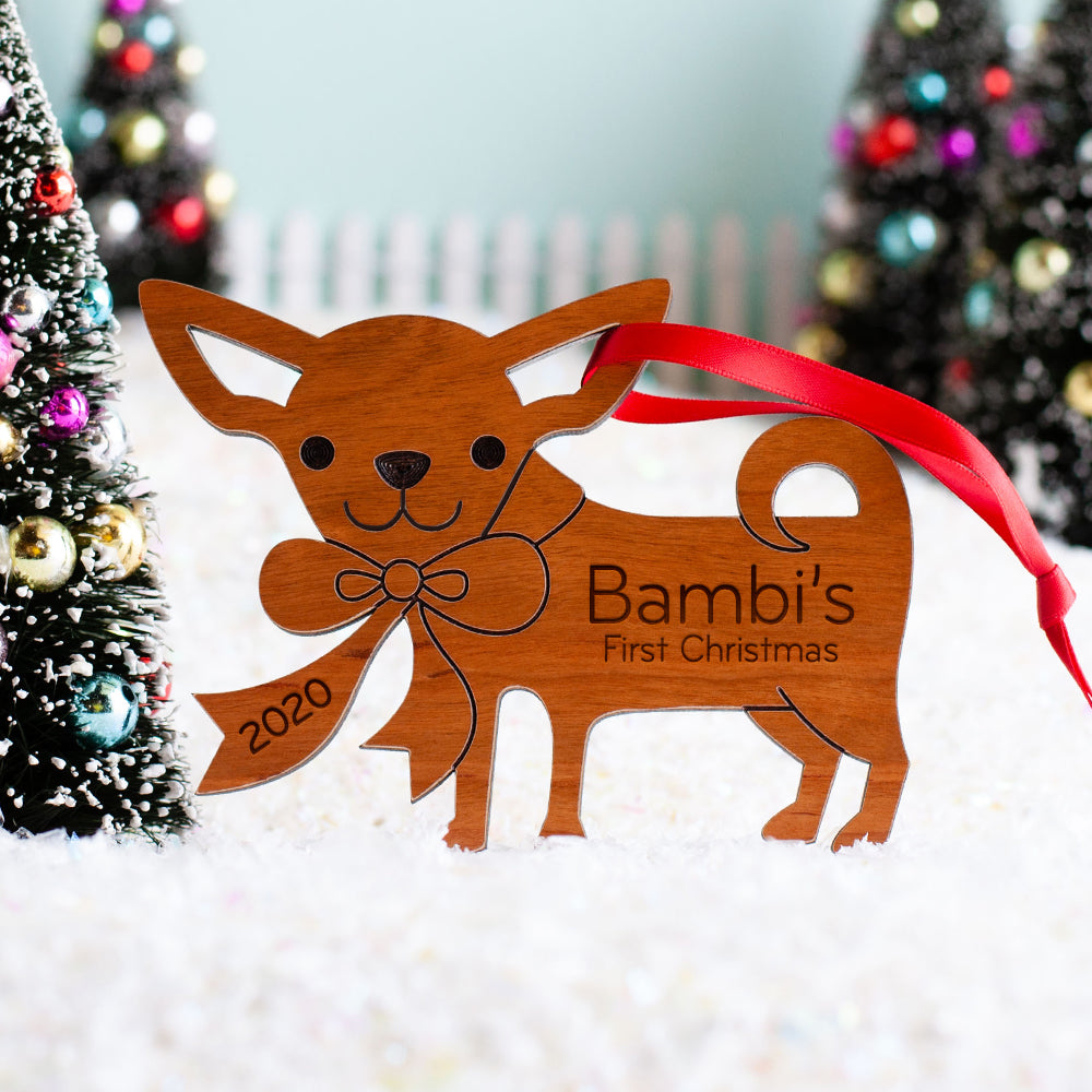 Chihuahua Wooden Christmas Ornament - Personalized