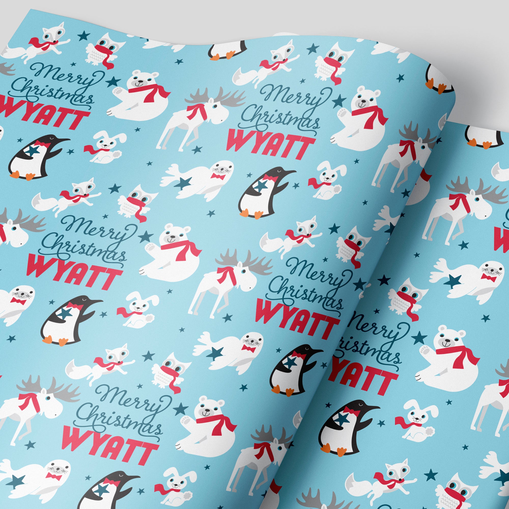 Woodland Bear Christmas Name Wrapping Paper, Personalized Gift Wrap -  Graphic Spaces