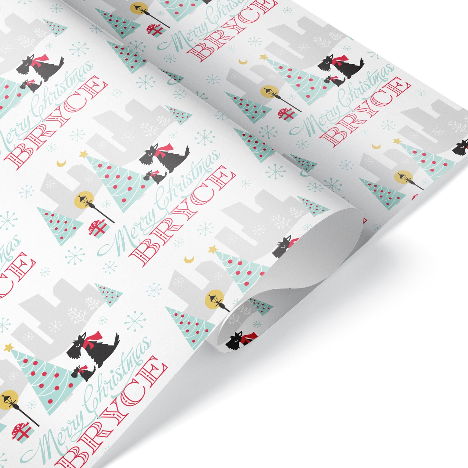 Dog Wrapping Paper - Scotties in the City Christmas (Personalized, Vintage) - Graphic Spaces