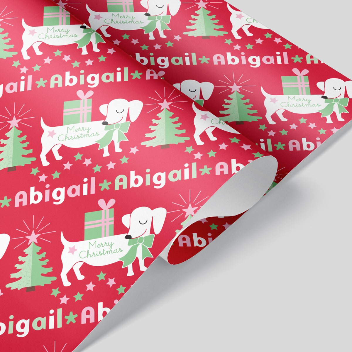 Dachshund Christmas Personalized Name Wrapping Paper