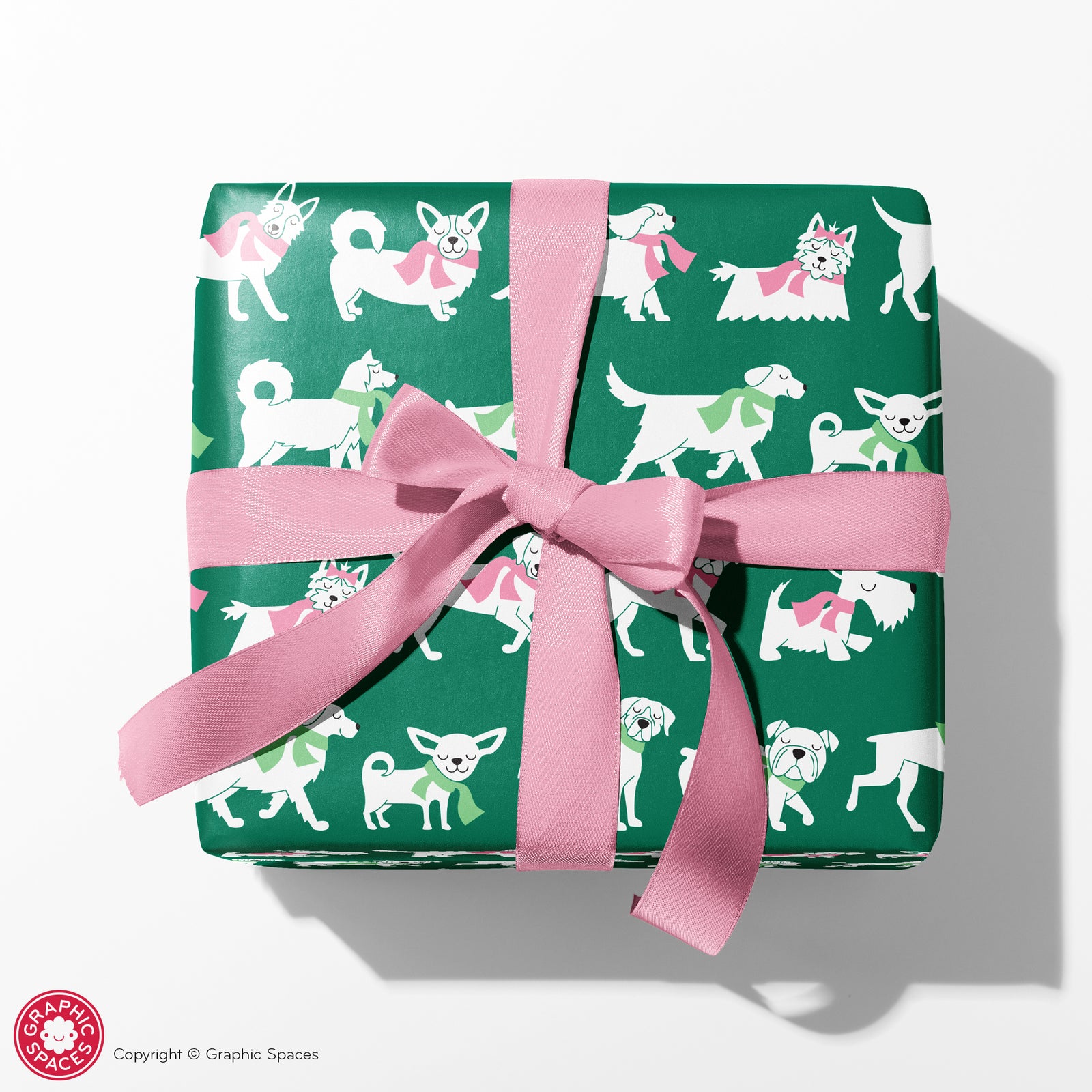 Wrapping Paper - Dog Pack Christmas (Personalized, Emerald) - Graphic Spaces