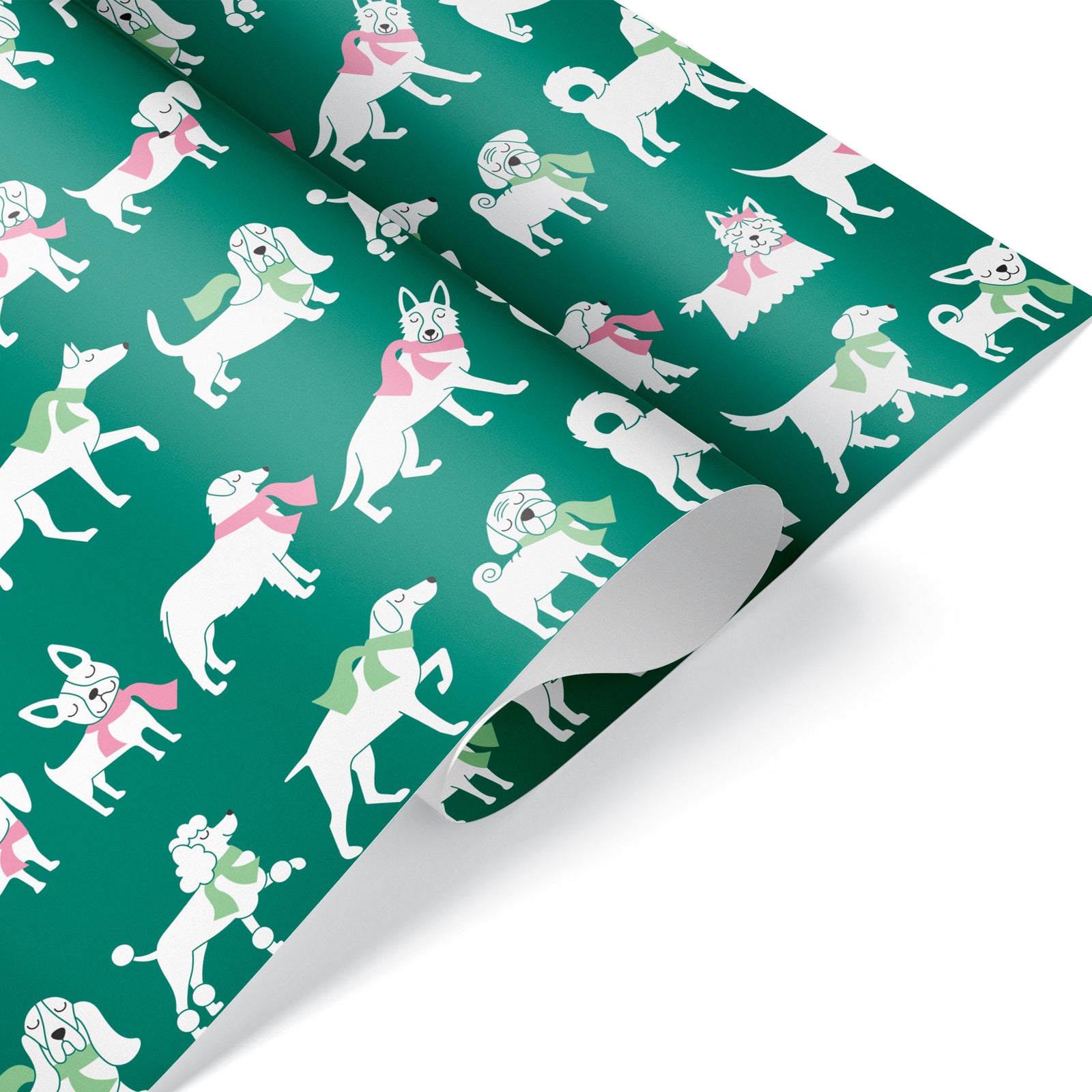 Wrapping Paper - Dog Pack Christmas (Personalized, Emerald) - Graphic Spaces