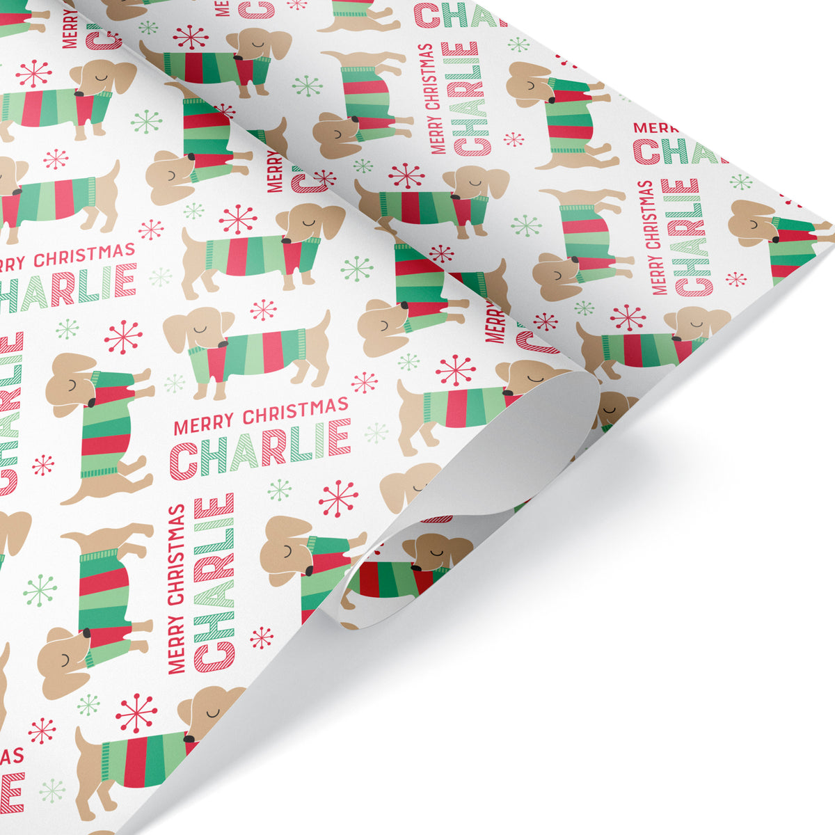 Dachshund Sweater Dog Christmas Personalized Wrapping Paper - CLASSIC