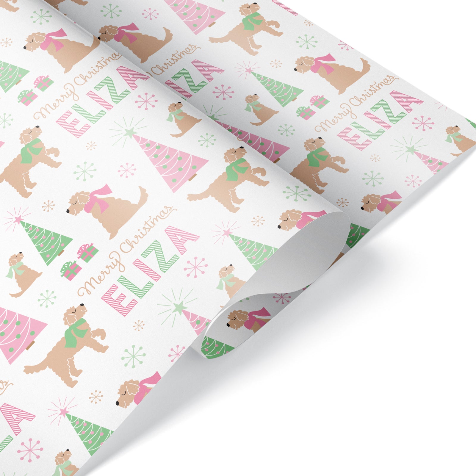 Dog Wrapping Paper - Goldendoodle Christmas (Personalized, Pastel) - Graphic Spaces