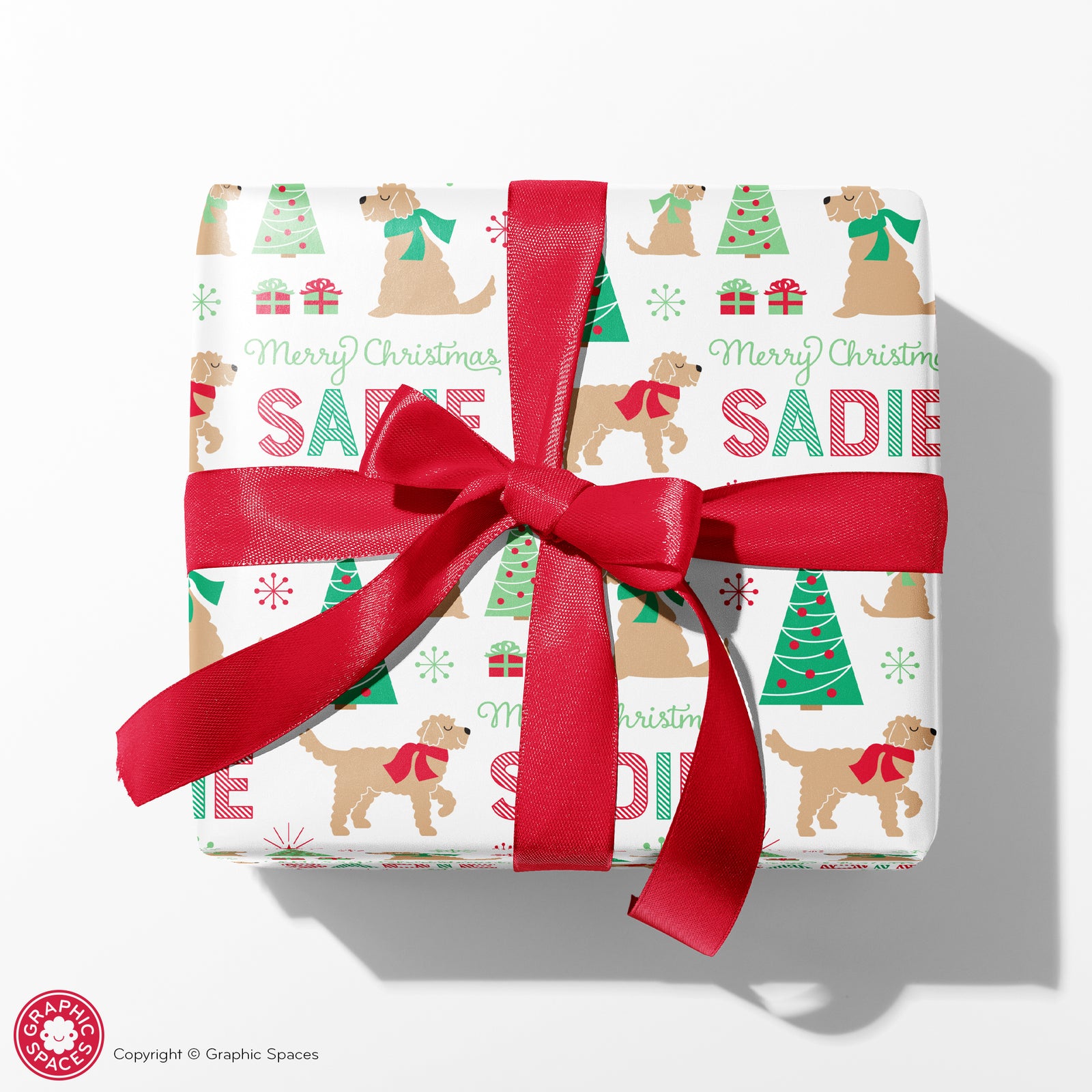 Dog Wrapping Paper - Goldendoodle Christmas (Personalized, Classic) - Graphic Spaces
