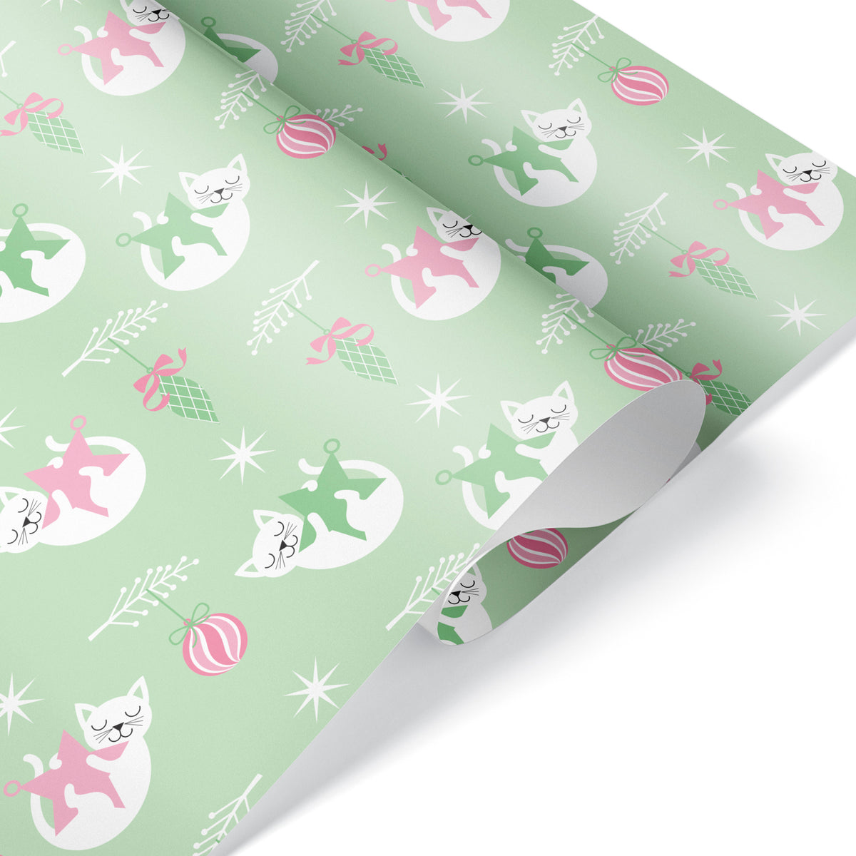 Cat Christmas Wrapping Paper - PASTEL