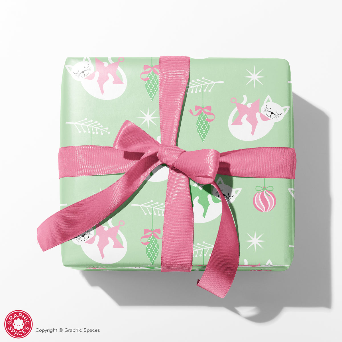 Cat Christmas Wrapping Paper - PASTEL
