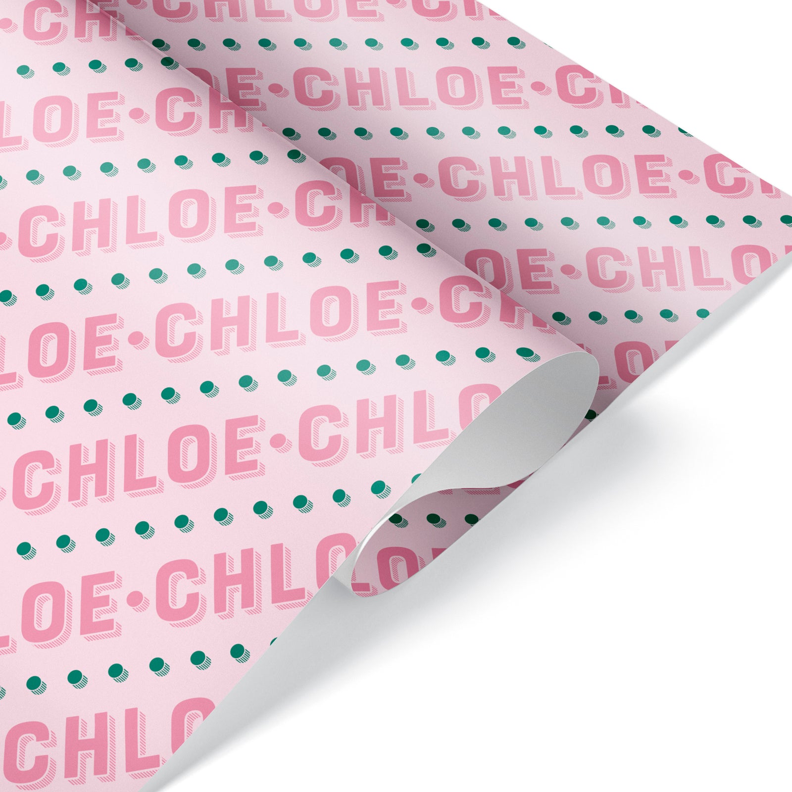 Wrapping Paper - Christmas Name (Personalized, Pink) - Graphic Spaces