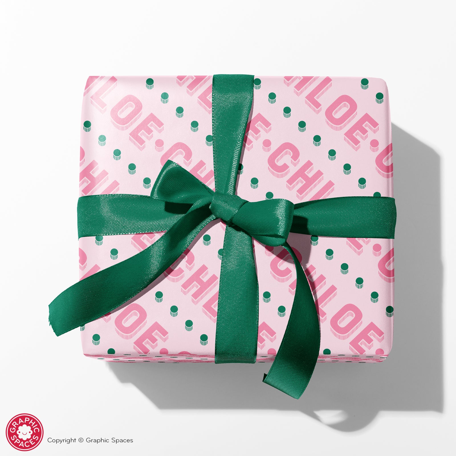 Wrapping Paper - Christmas Name (Personalized, Pink) - Graphic Spaces