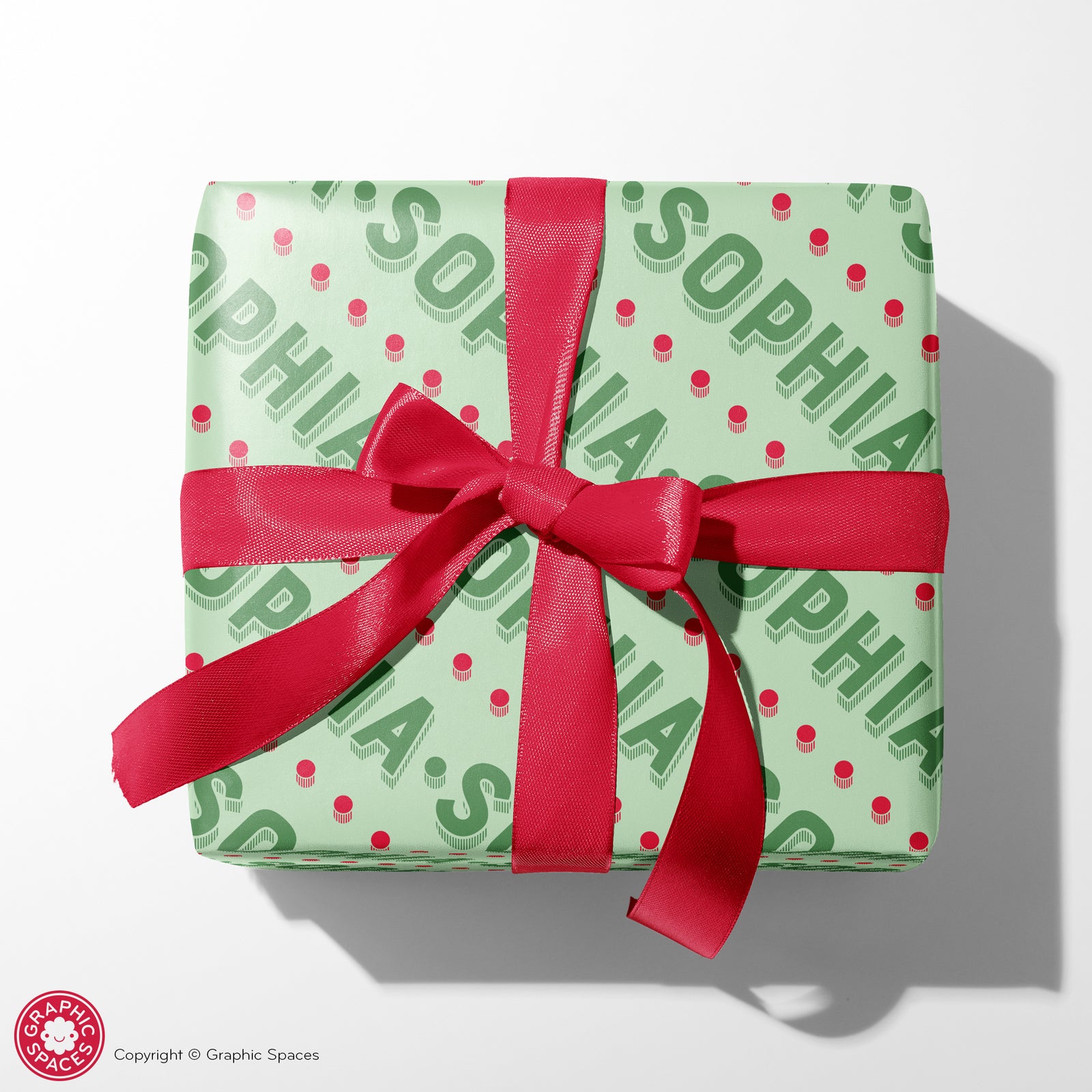 Wrapping Paper - Christmas Name (Personalized, Green) - Graphic Spaces