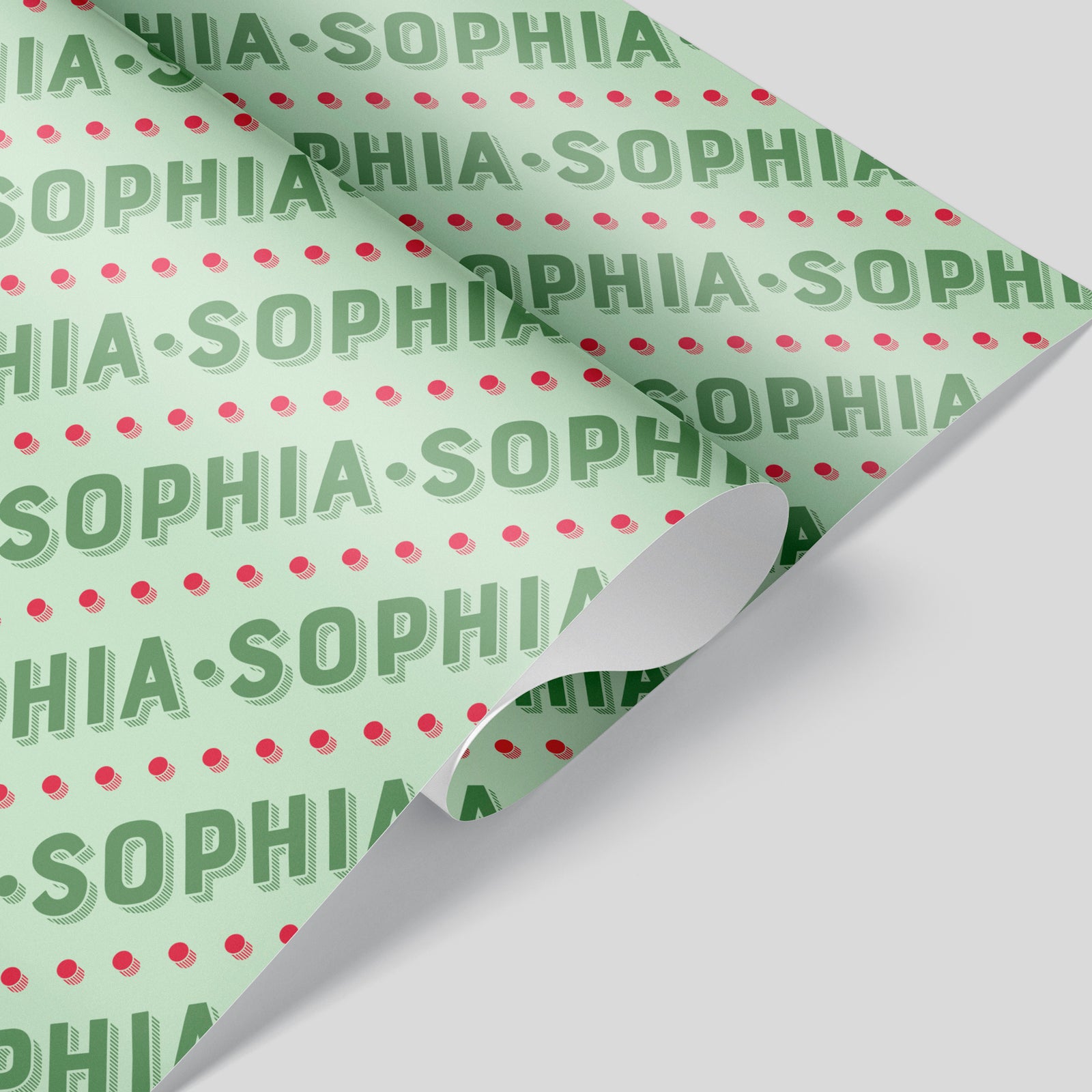 Wrapping Paper - Christmas Name (Personalized, Green) - Graphic Spaces