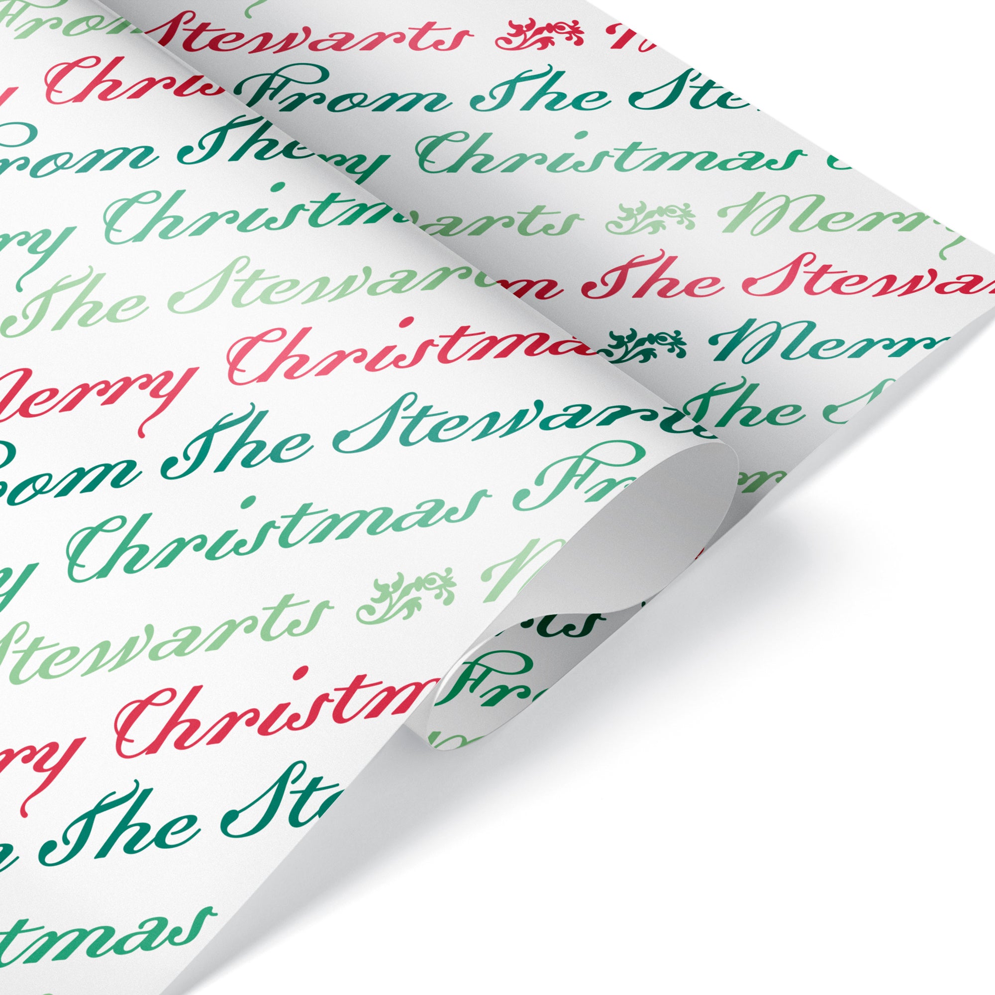Christmas Personalized Script Custom Wrapping Paper - Family Name - Graphic  Spaces