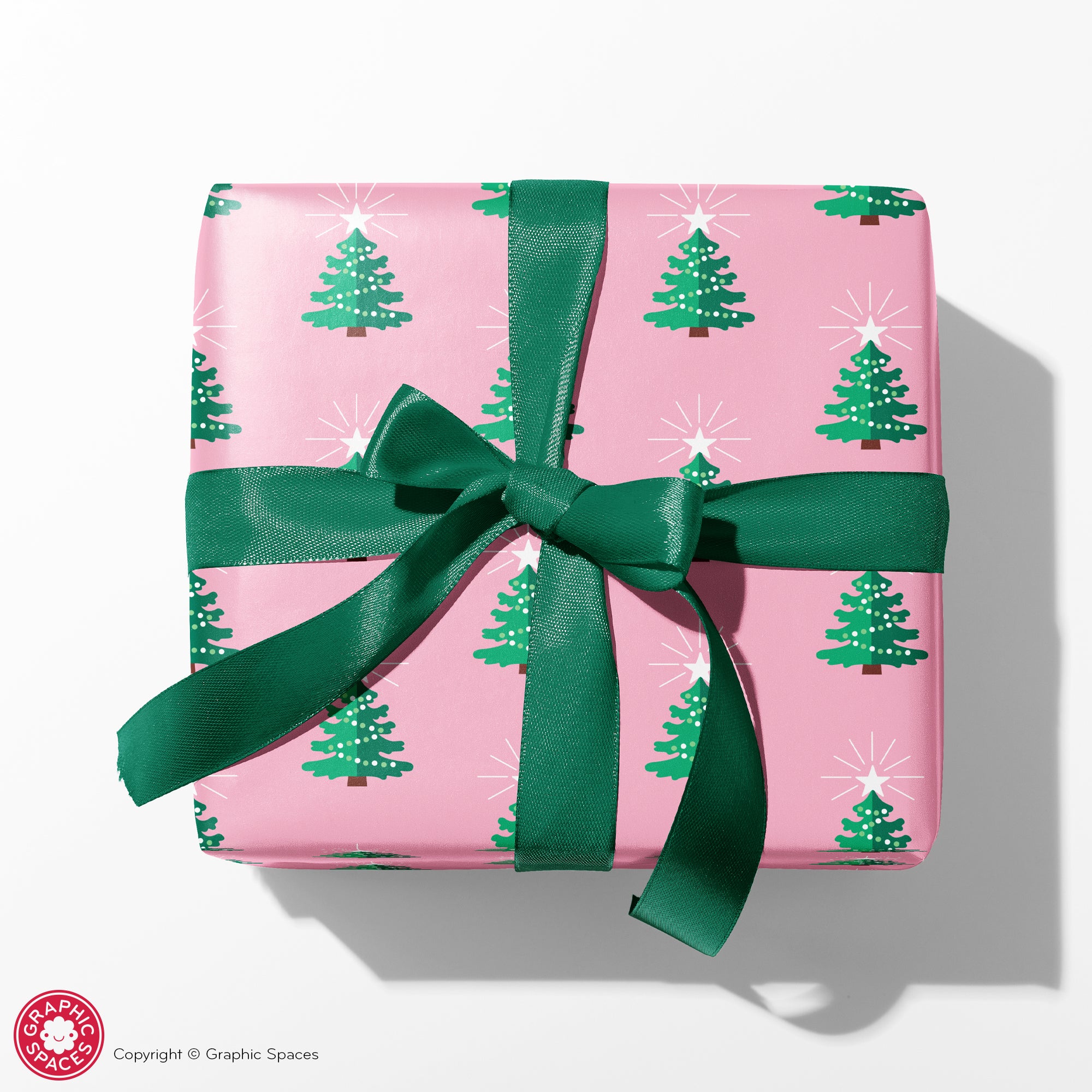 Pink Christmas Tree Wrapping Paper or for any Occasion Gift Wrap