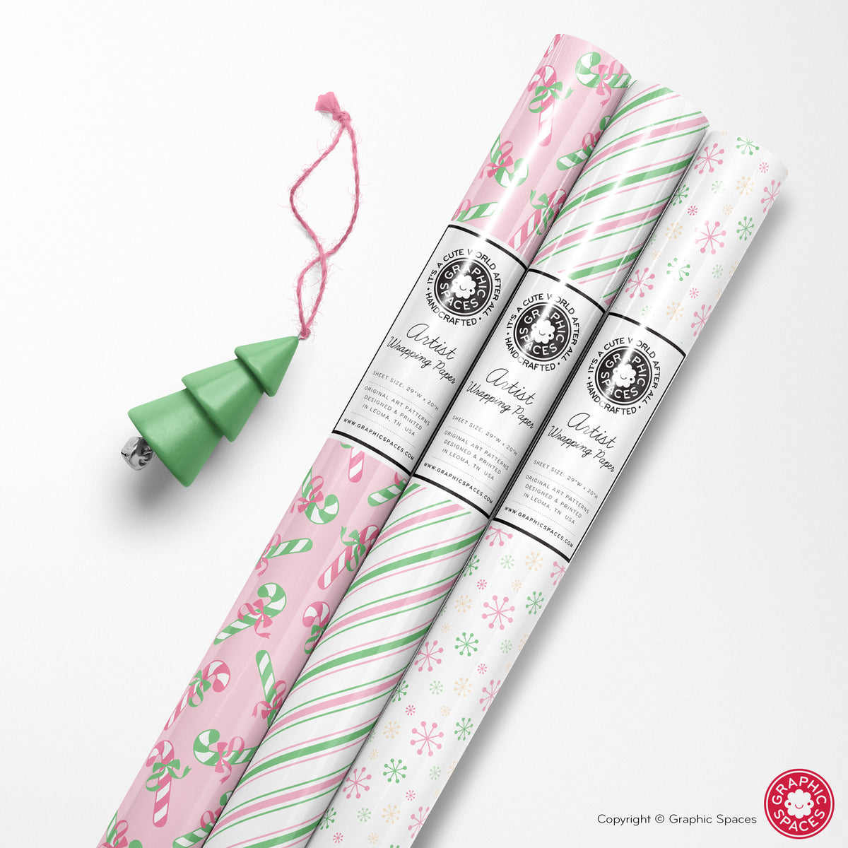 Set of 3 Assorted Christmas Wrapping Papers - PASTEL