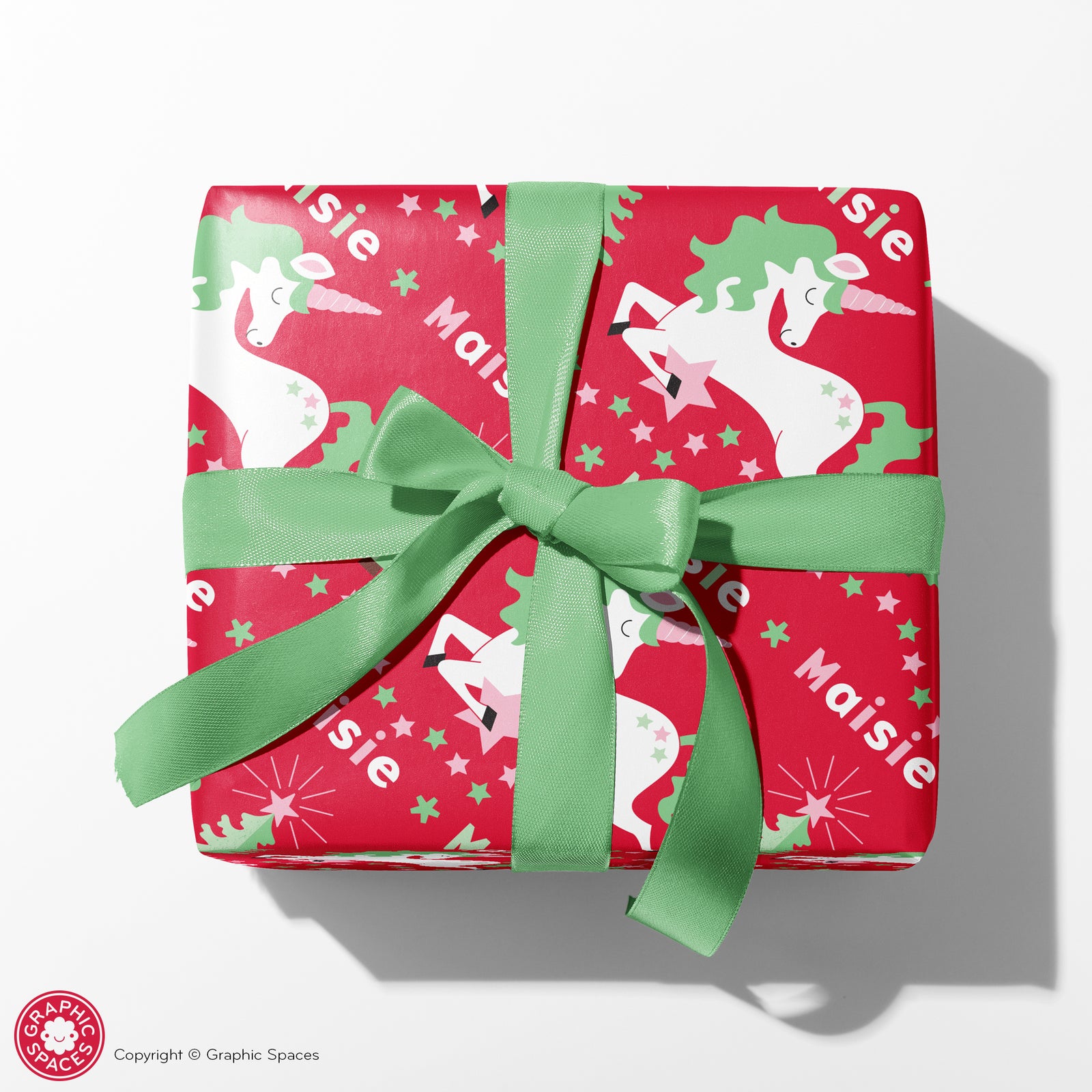 Kids Wrapping Paper - Unicorn Christmas (Personalized) - Graphic Spaces