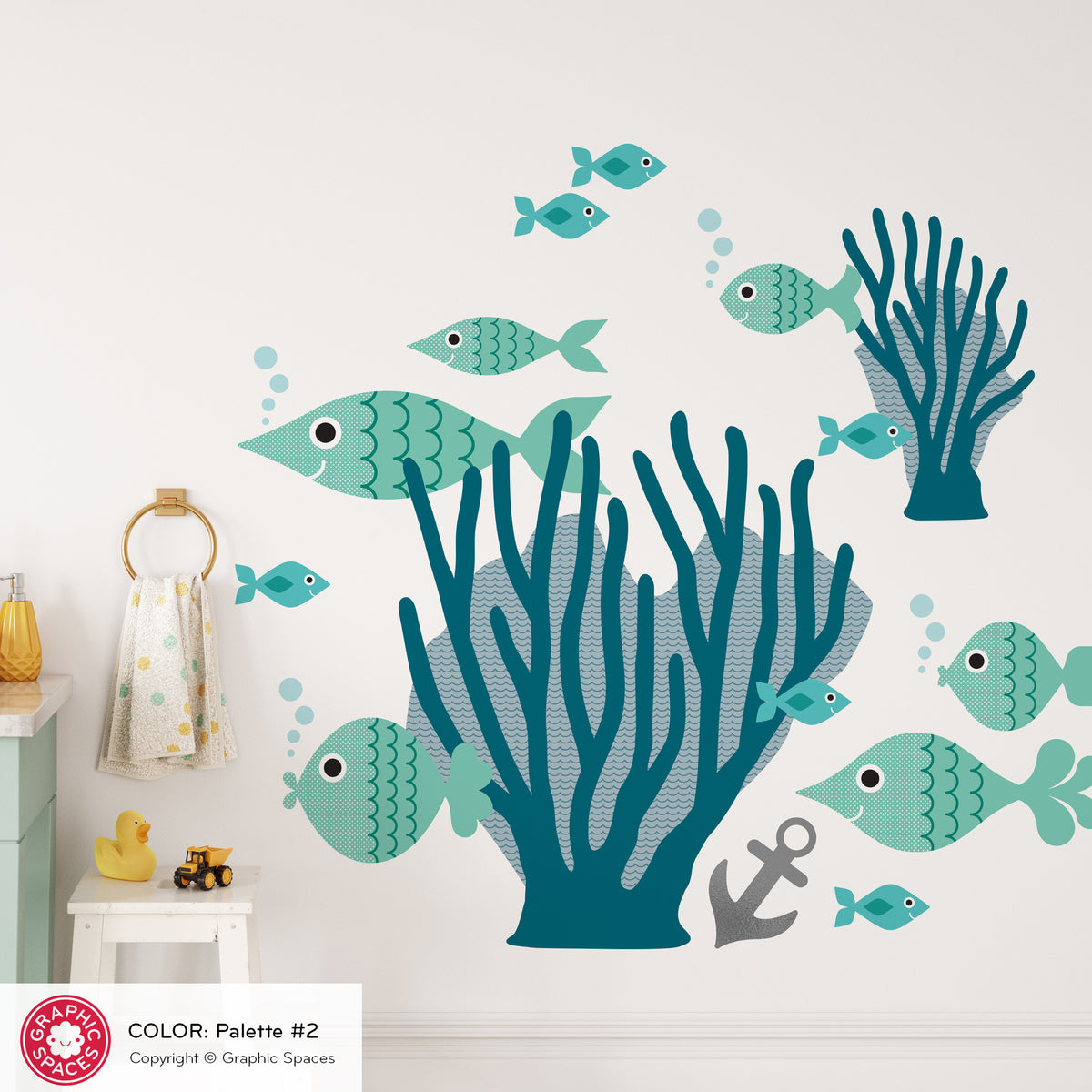 Ocean Fish &amp; Sea Coral Fabric Wall Decal