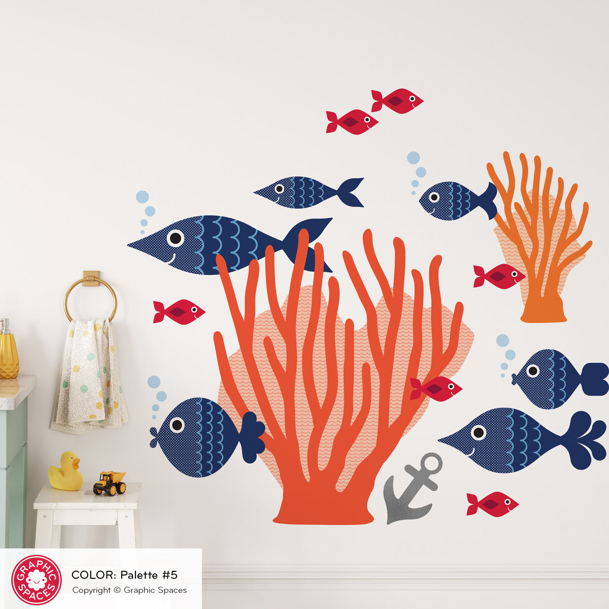 Ocean Fish &amp; Sea Coral Fabric Wall Decal