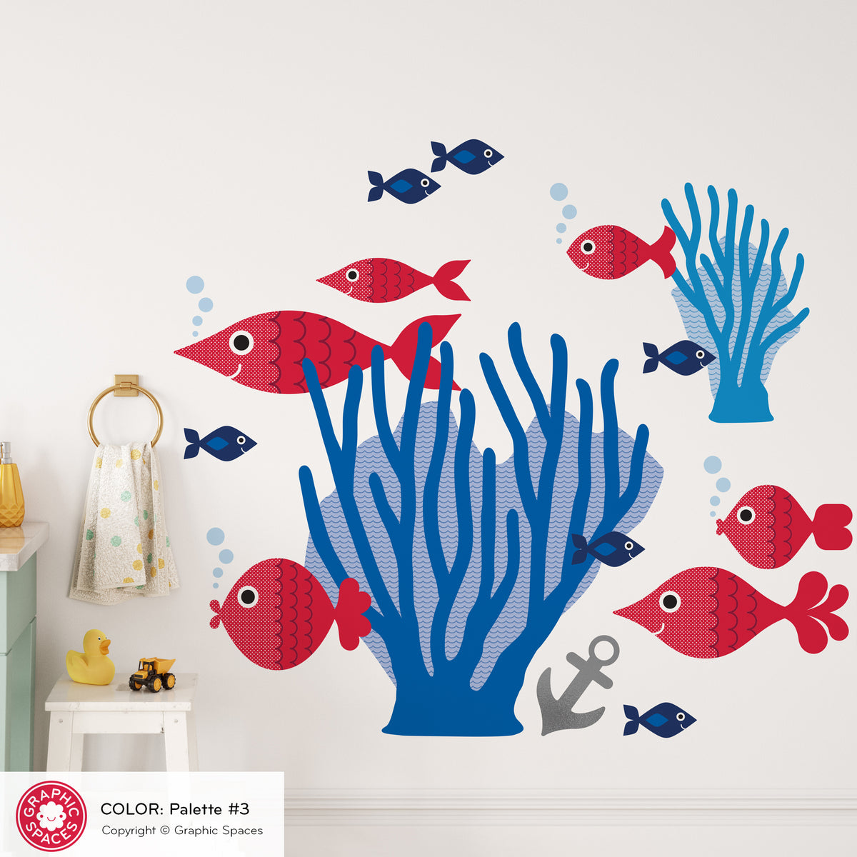 Ocean Fish &amp; Sea Coral Fabric Wall Decal