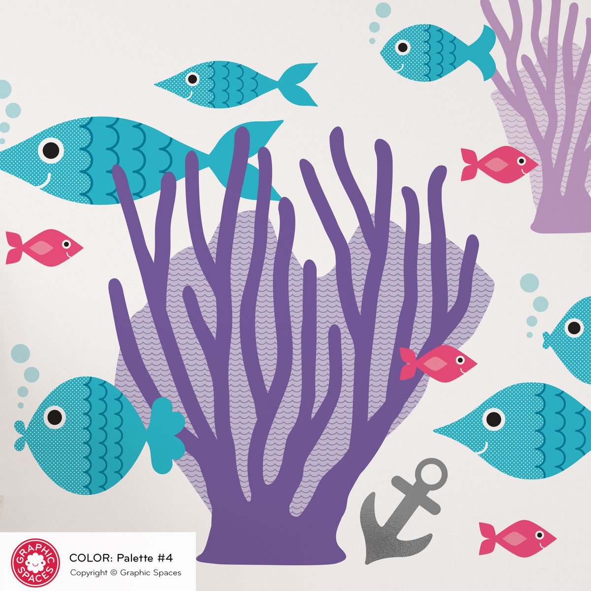 Ocean Fish &amp; Sea Coral Fabric Wall Decal
