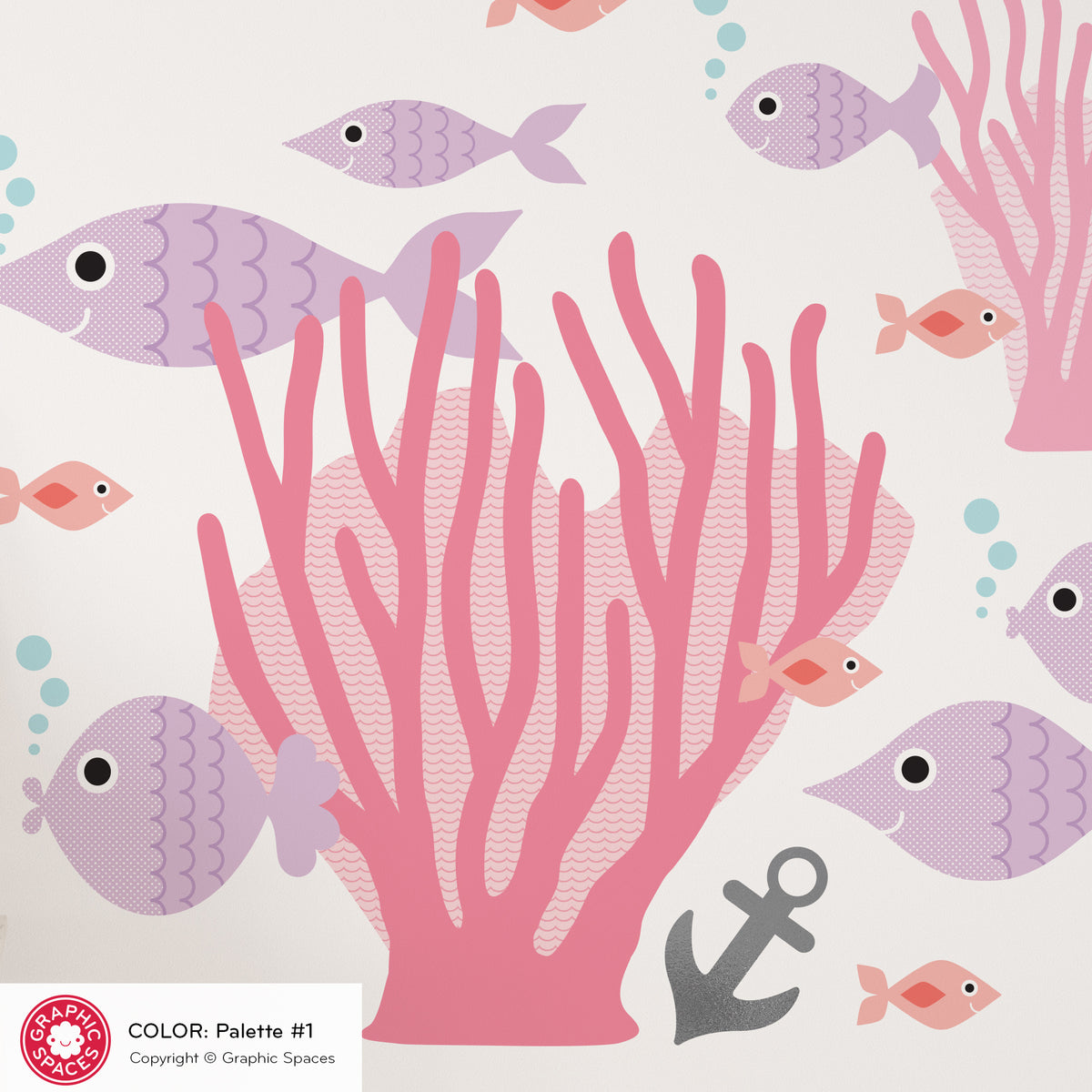 Ocean Fish &amp; Sea Coral Fabric Wall Decal
