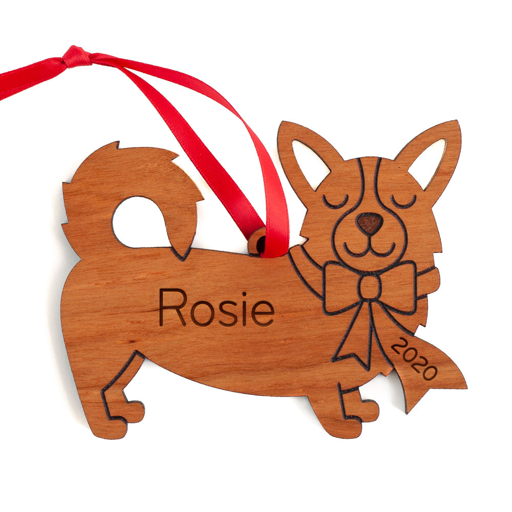 Pembroke Welsh Corgis Wooden Christmas Ornament - Personalized