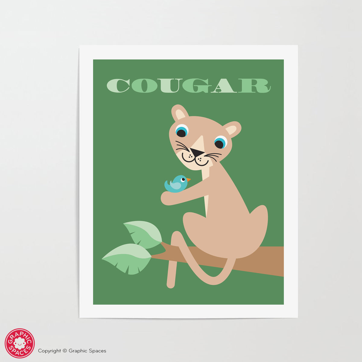 Cougar nursery art print.