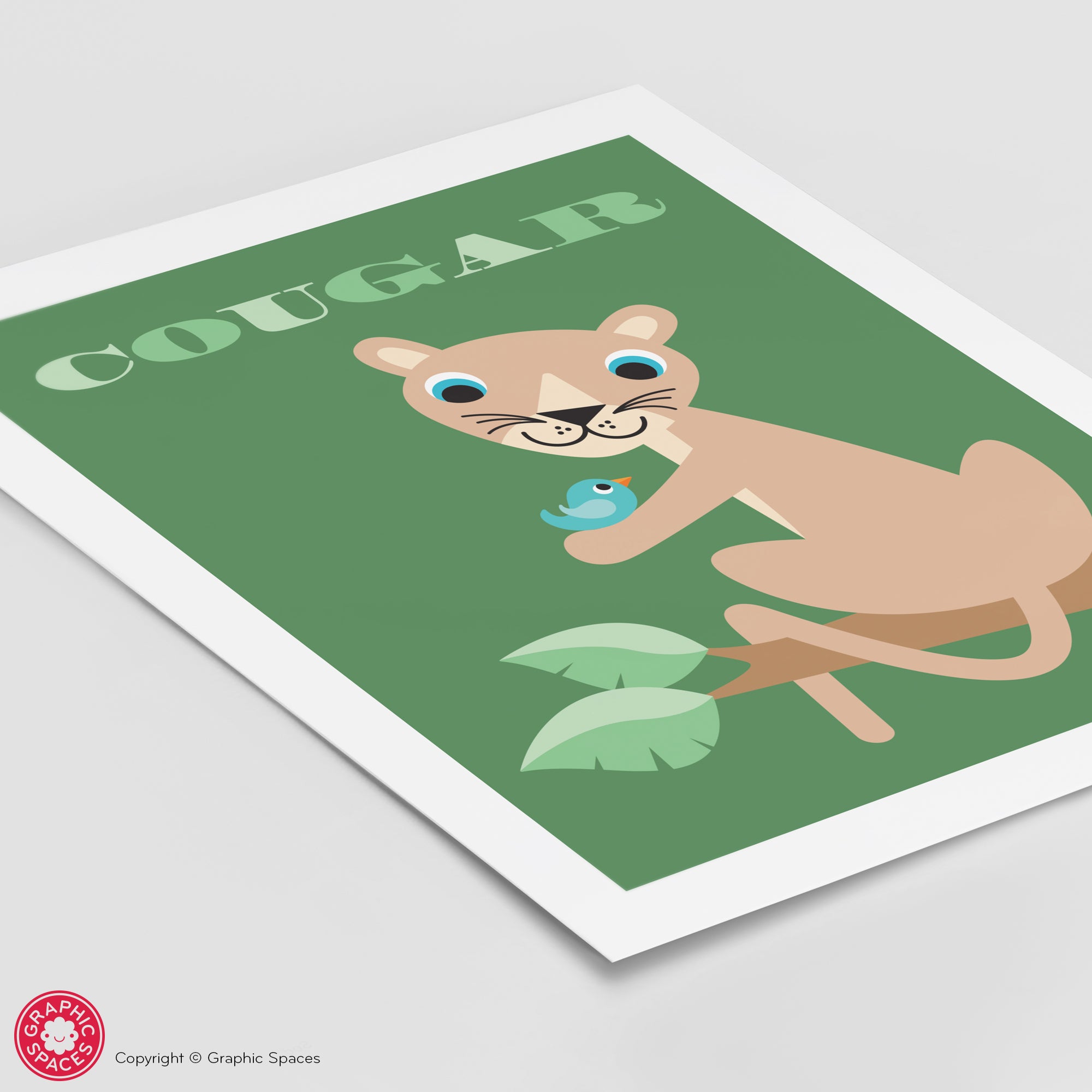 Cougar nursery art print.