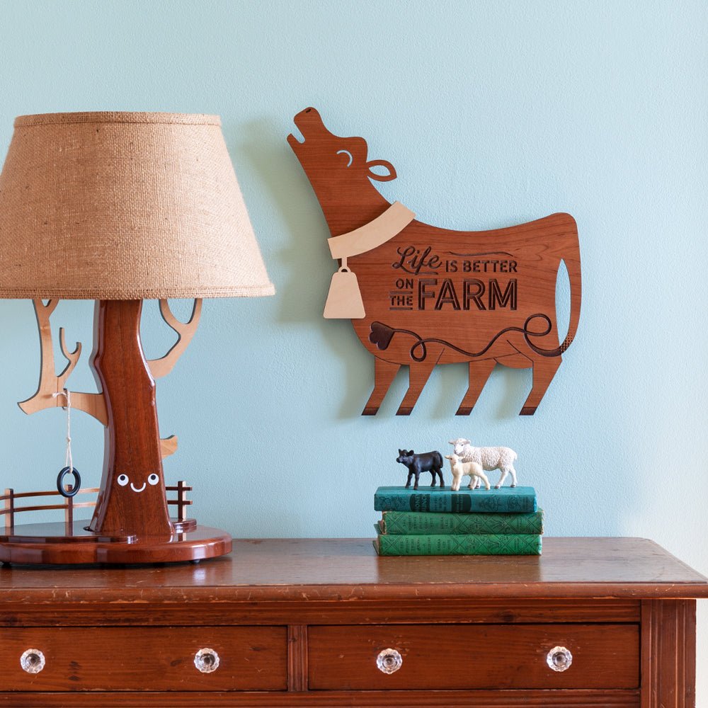 Wall Art - Life is Better on the Farm Cow (Wood) Cherry and Maple - Graphic Spaces