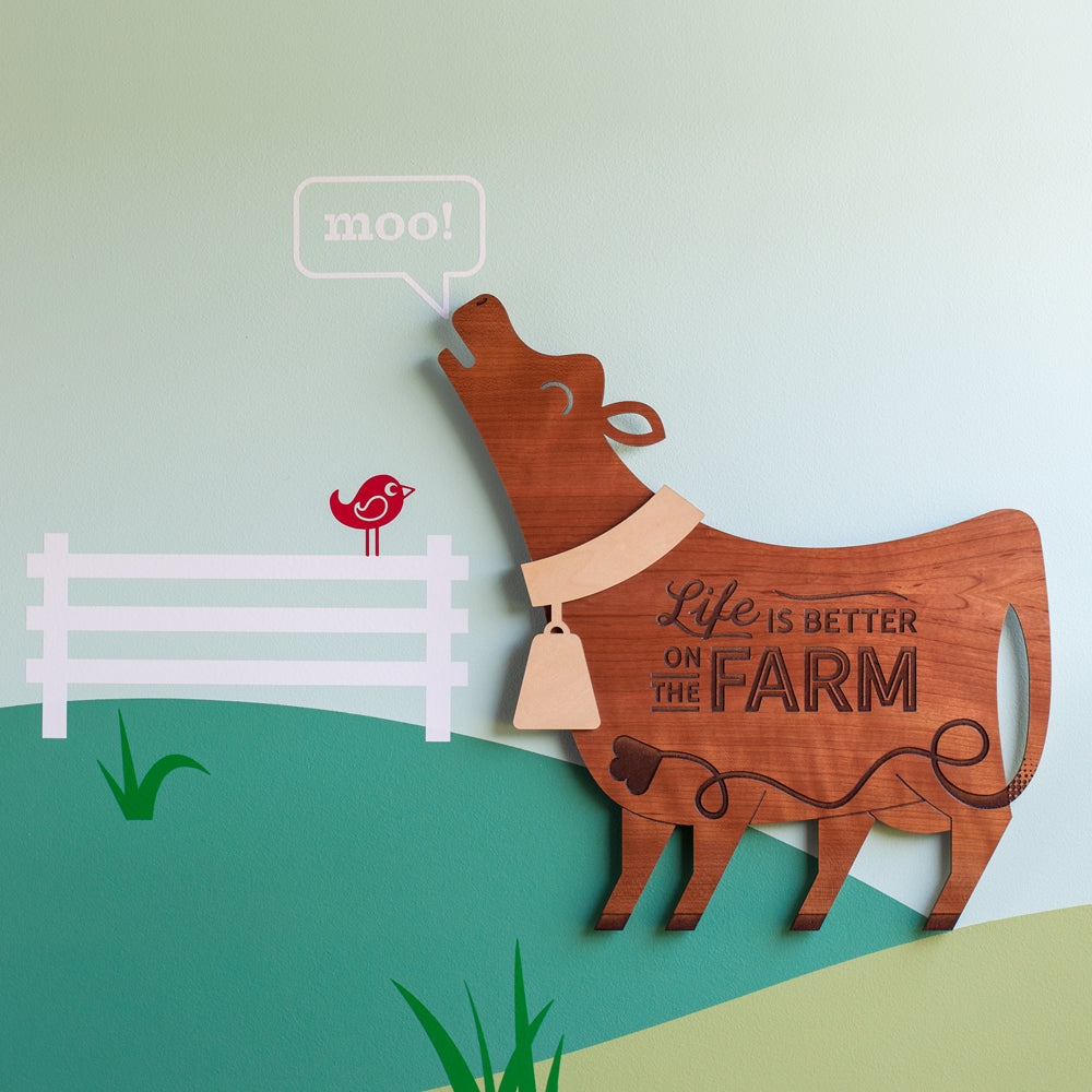 Cow Wooden Wall Sign &quot;Life is better on the farm&quot;