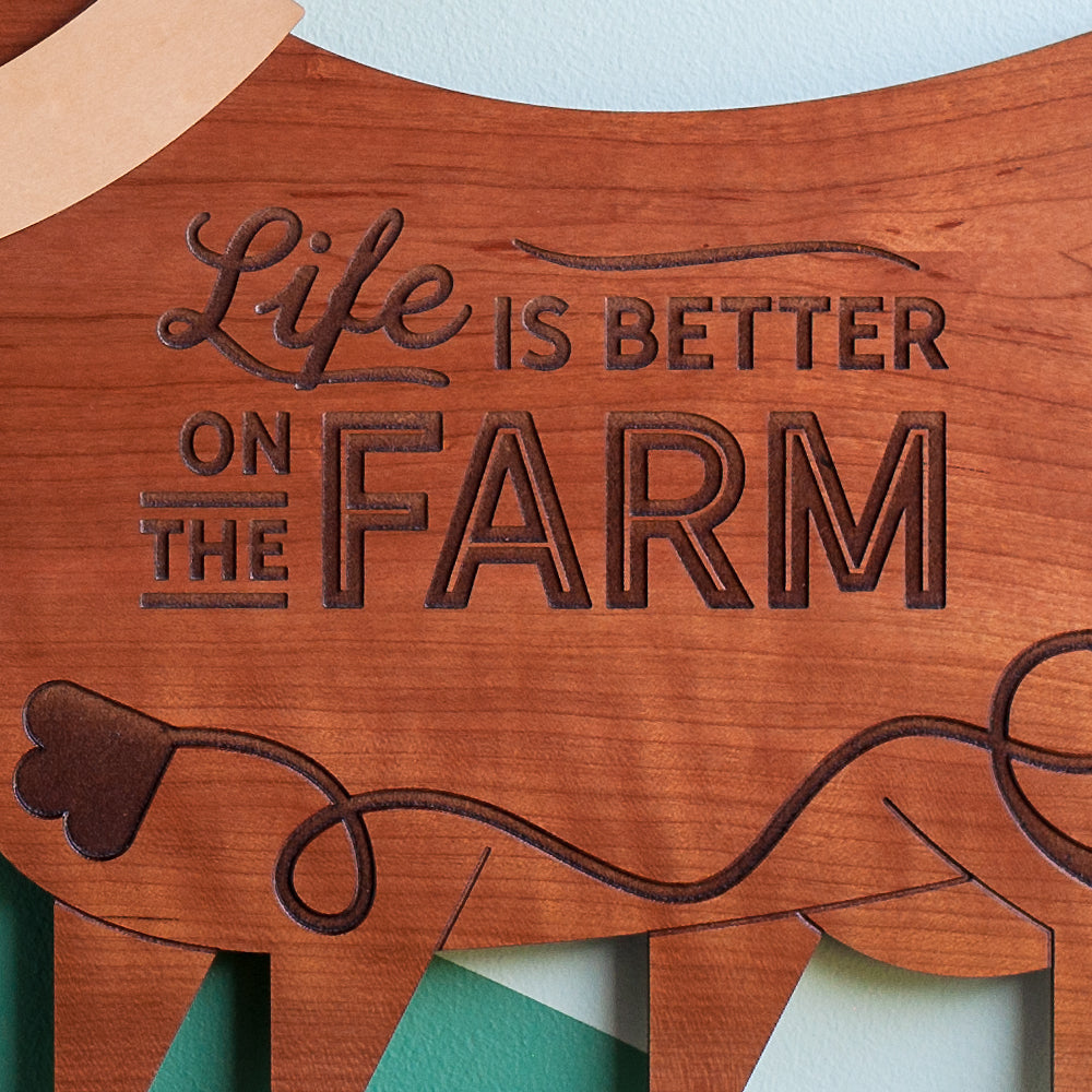 Cow Wooden Wall Sign &quot;Life is better on the farm&quot;