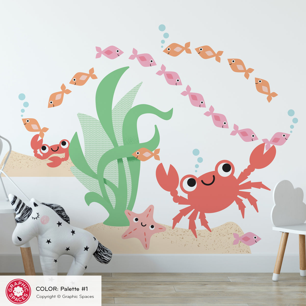 Crab &amp; Ocean Friends Fabric Wall Decal