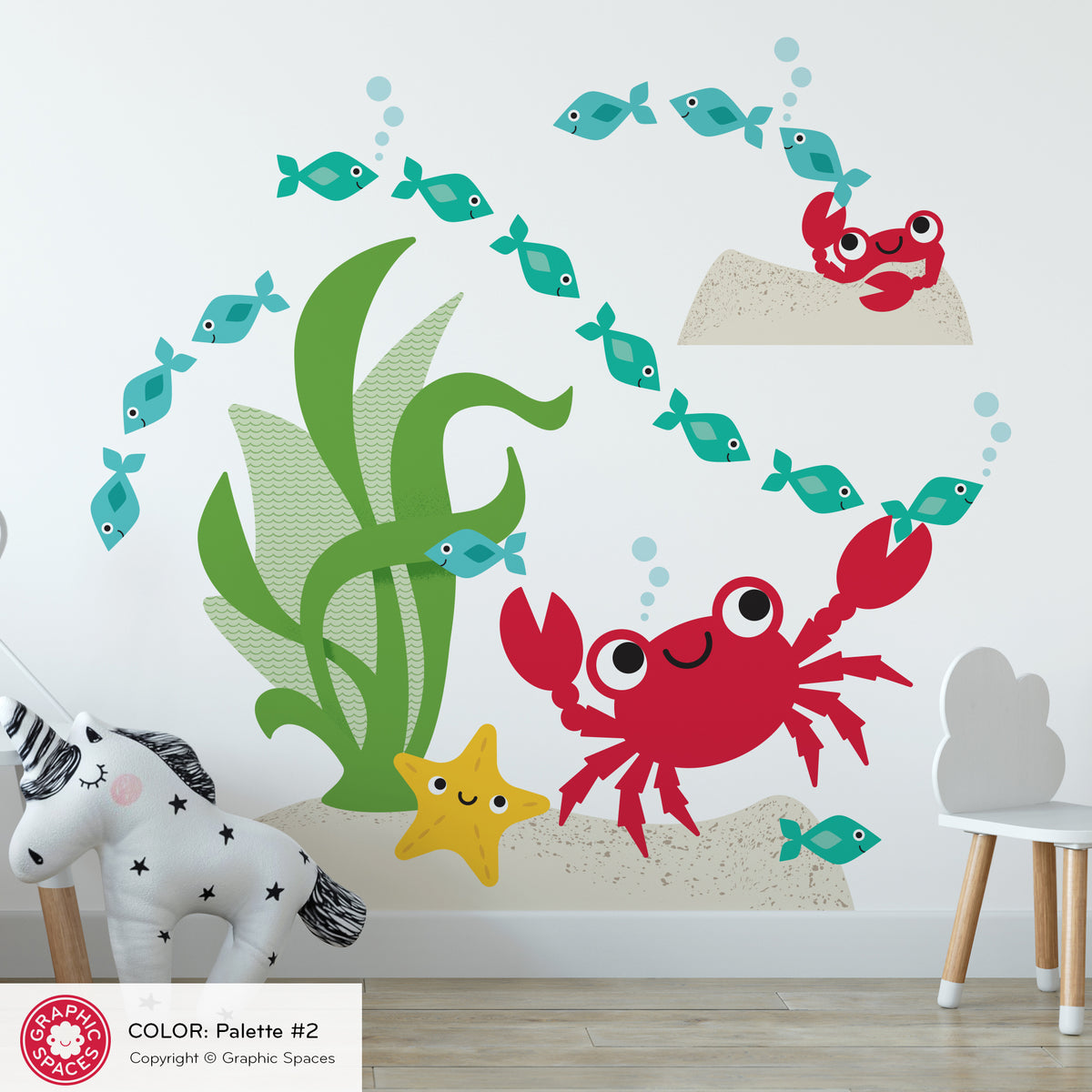Crab &amp; Ocean Friends Fabric Wall Decal