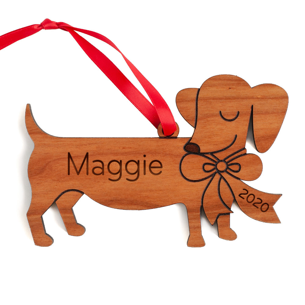 Dachshund Wooden Christmas Ornament - Personalized