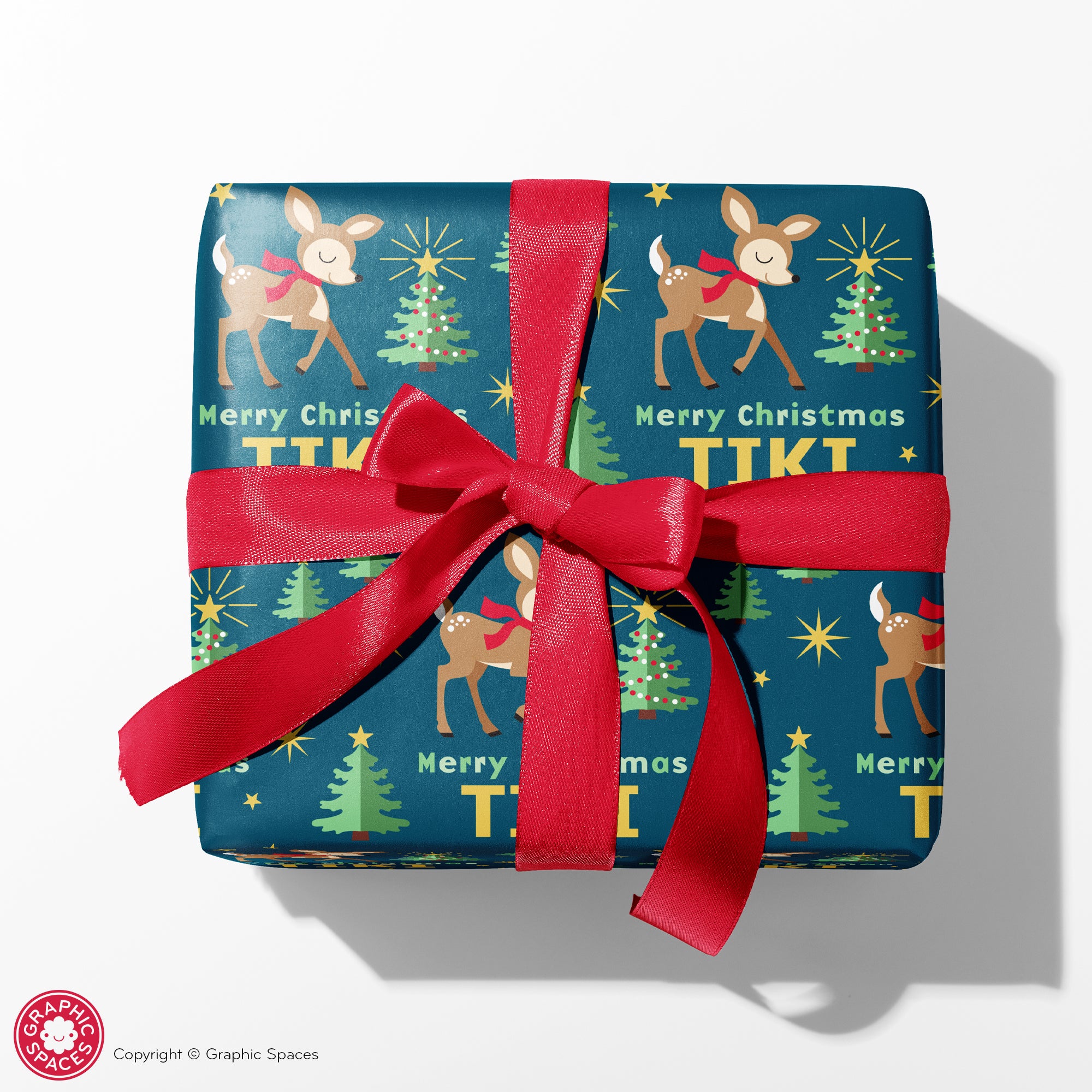 Christmas Name Wrapping Paper - Woodland Animal Deer, Baby, Kids - Graphic  Spaces