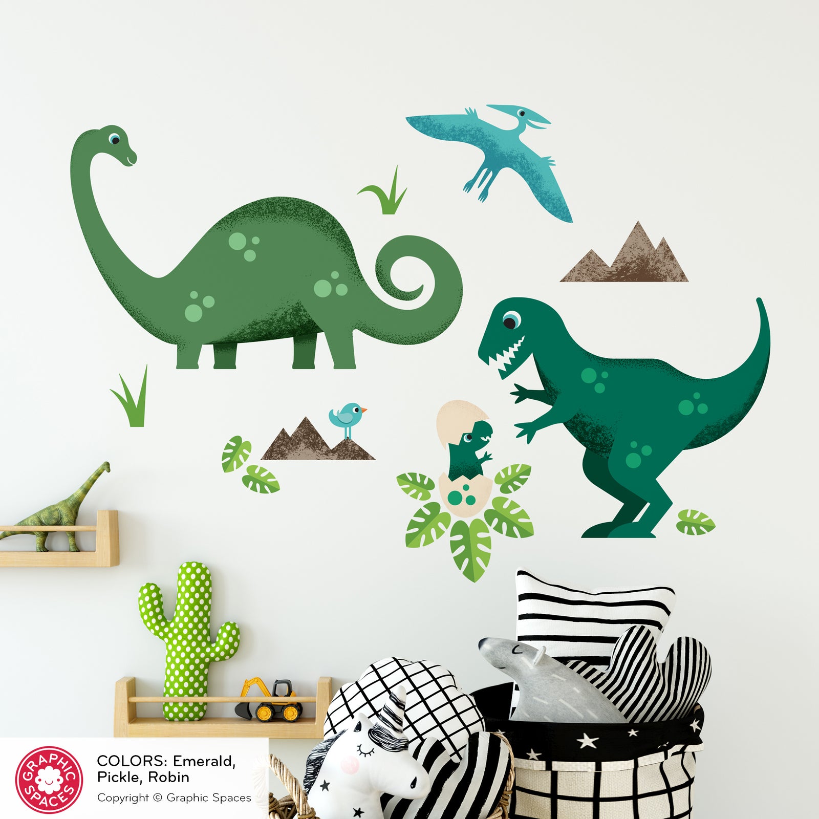 Kids Wall Decal - Dinosaur Assorted (Pack of 4) - Graphic Spaces