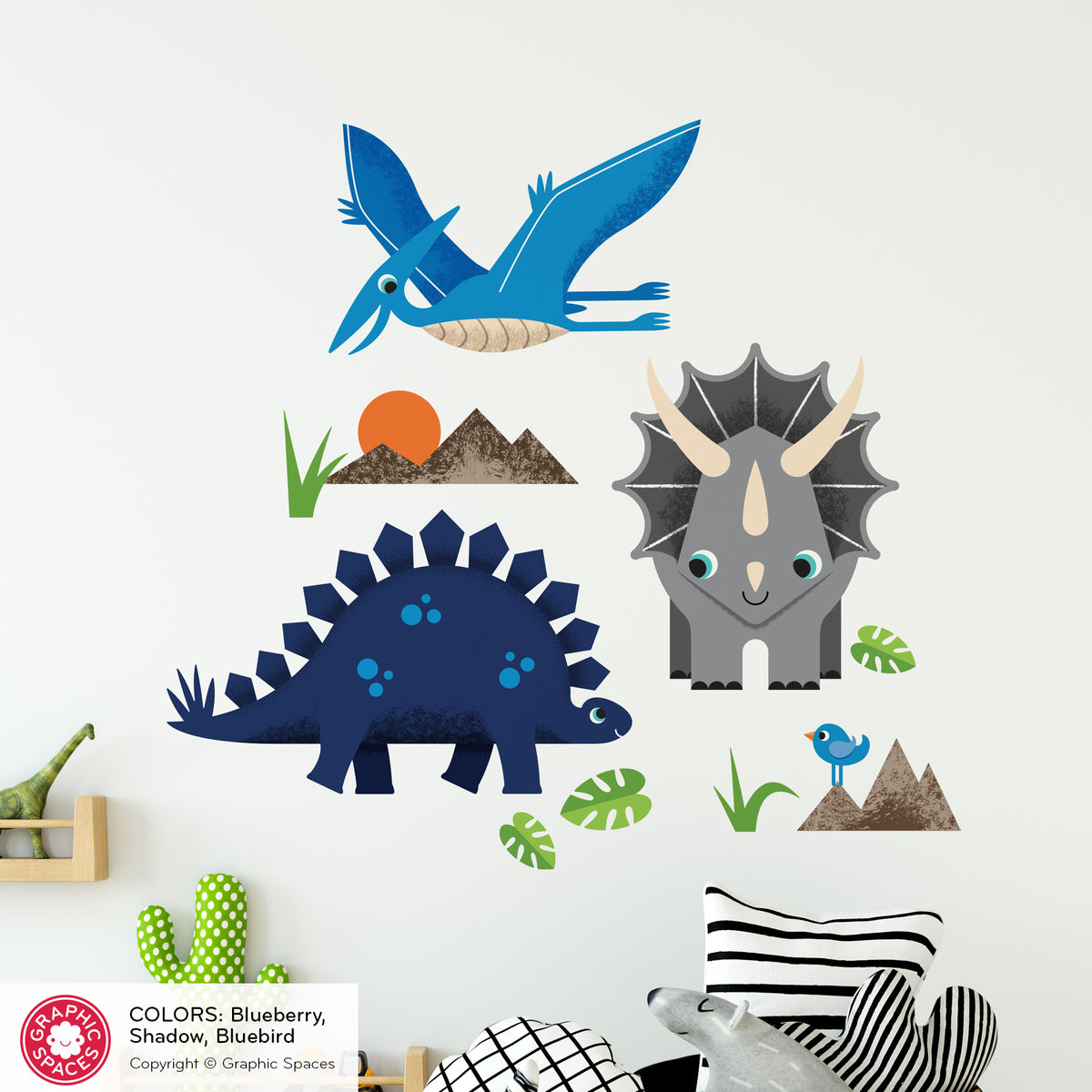 Dinosaur Fabric Wall Decal, Pack of 3