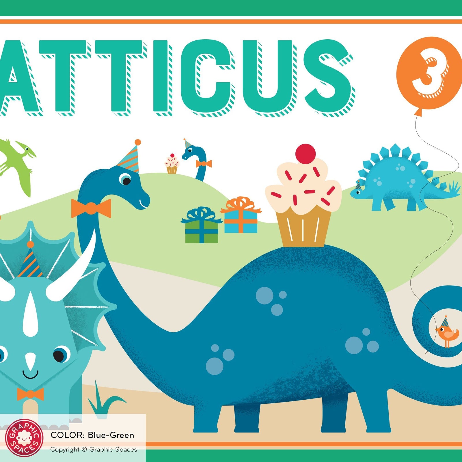 Kids Banner - Dinosaur Birthday Party (Personalized, Teal) - Graphic Spaces