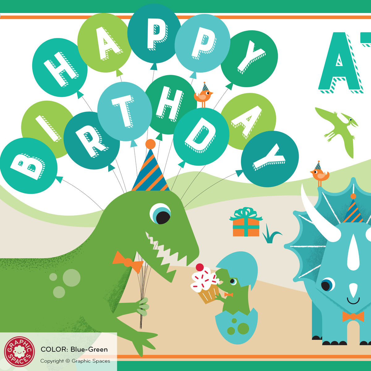 Dinosaur Birthday Party Banner, Personalized - TEAL
